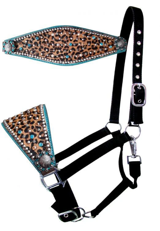 Showman Cheetah & Rhinestone Bronc Halter - Healthber