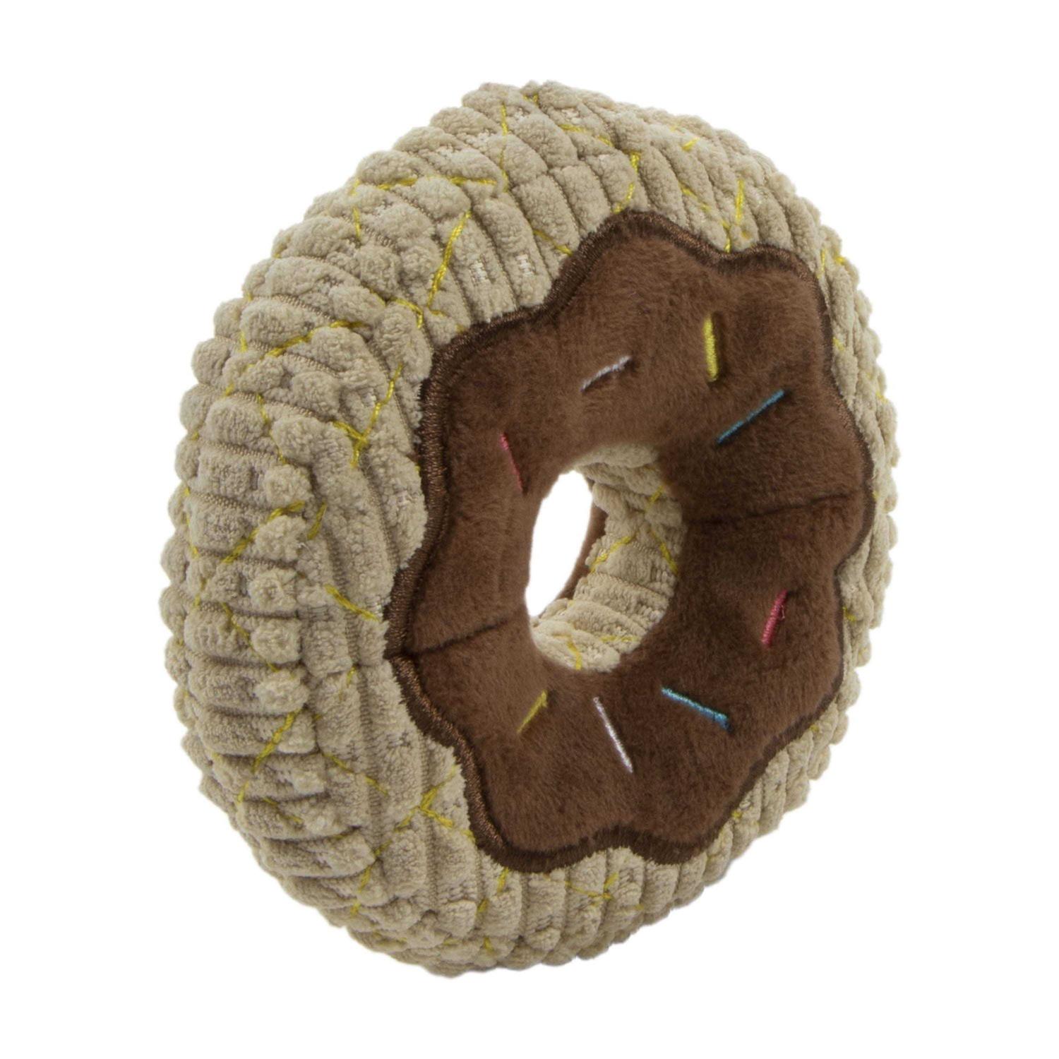 Trustypup Donut Squeaky Plush Chew Guard Dog Toy - Healthber