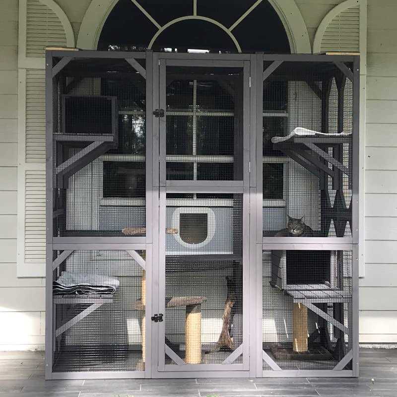Gutinneen Catio Large Cat House Outdoor Walk in Outdoor Cat Enclosure Indoor Cage Kitty Condo Playpen with Door - Healthber