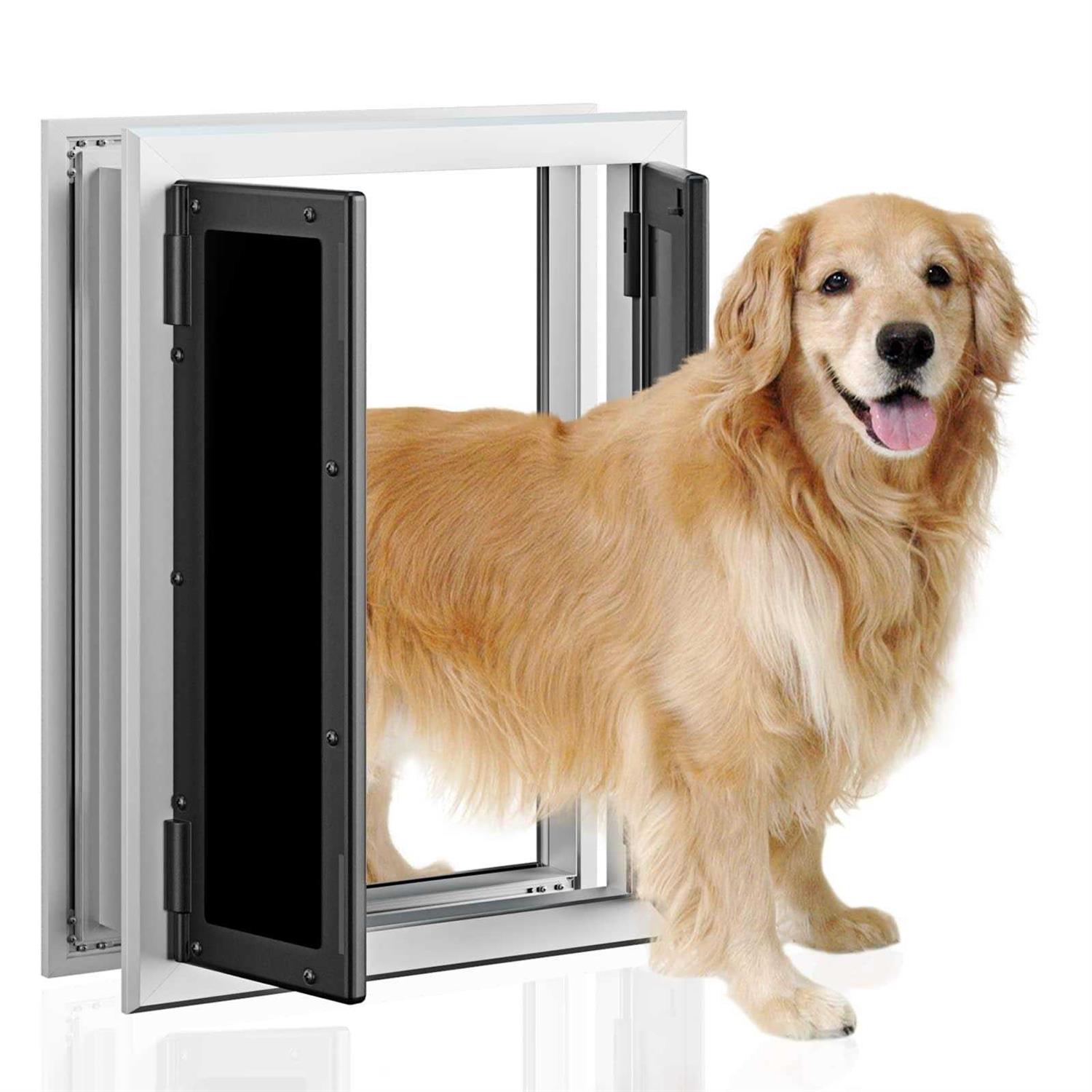 Premium Dog Door Petouch Aluminum Pet Door with Double Panels - Healthber