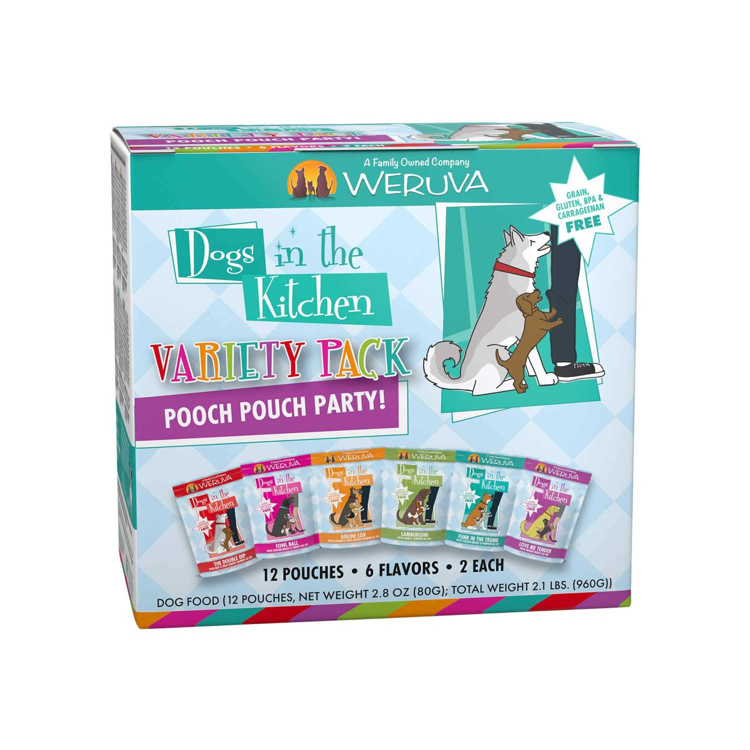 Weruva Dogs in the Kitchen Dog Food Pooch Pouch Party! Variety Pack - Healthber