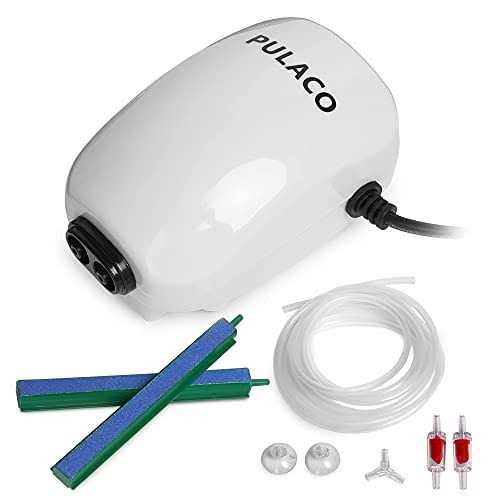PULACO Ultra Quiet Aquarium Air Pump Dual Outlet Fish Tank Aerator Pump with Accessories - Healthber