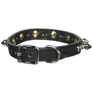 Leather Brothers Inc. 6079-bk14 Black Signature Leather Spike and Stud Dog Collar - Healthber