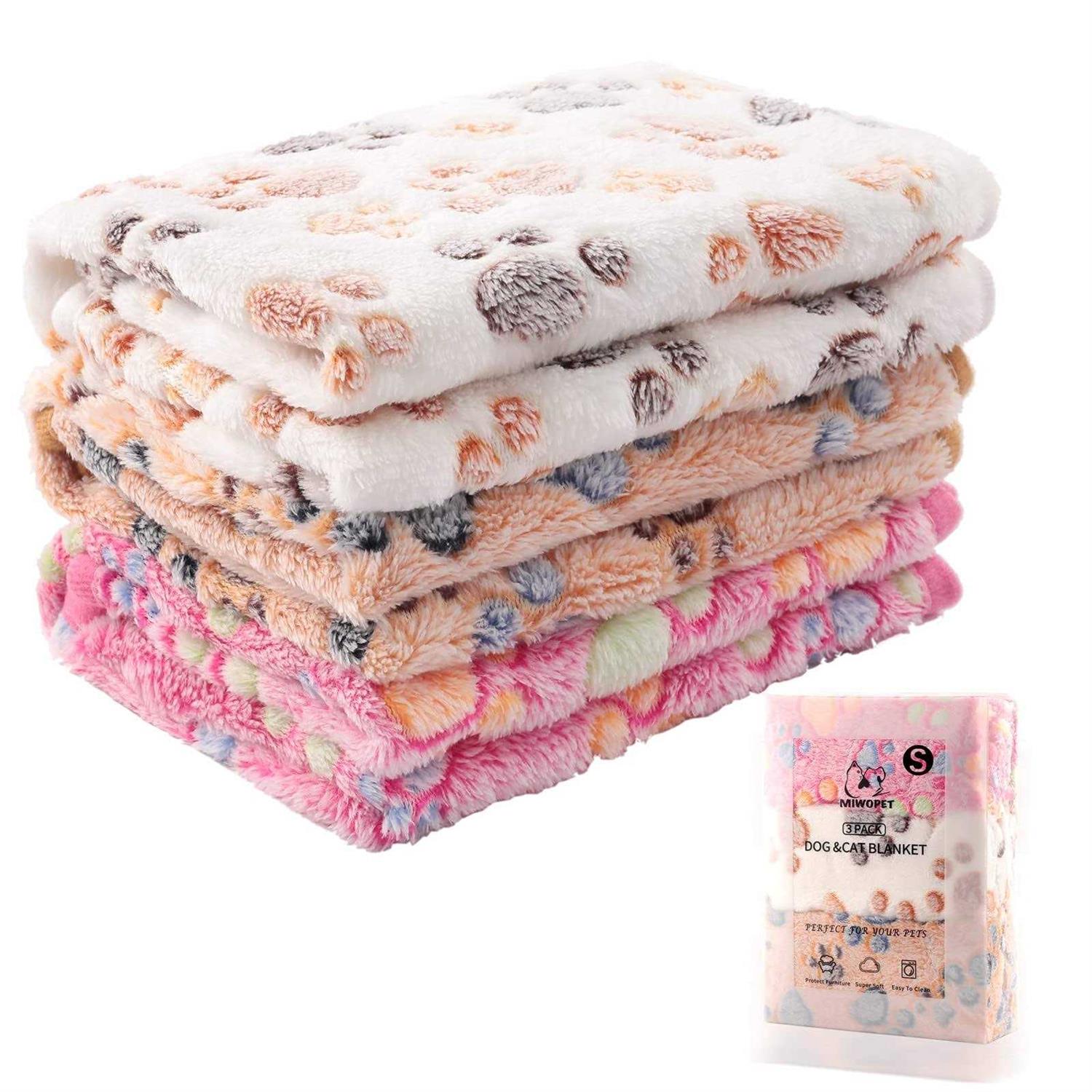 MIWOPET 3 Pack Cat and Dog Blanket Soft Warm Fleece Flannel Pet Blanket - Healthber