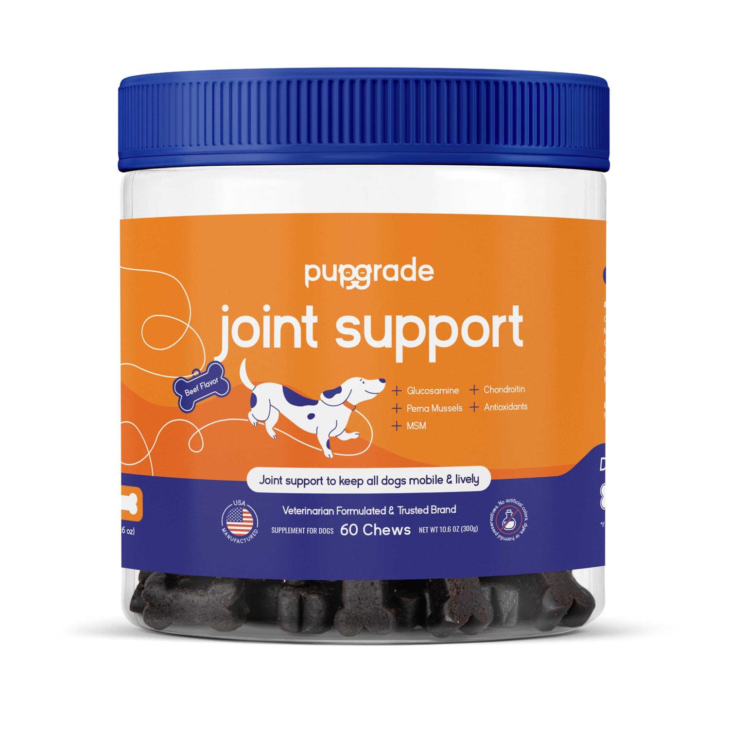 PupGrade Joint Support Supplement for Dogs Natural Glucosamine Chondroitin & MSM Soft Chews for Hip and Joint Pain Relief - Healthber