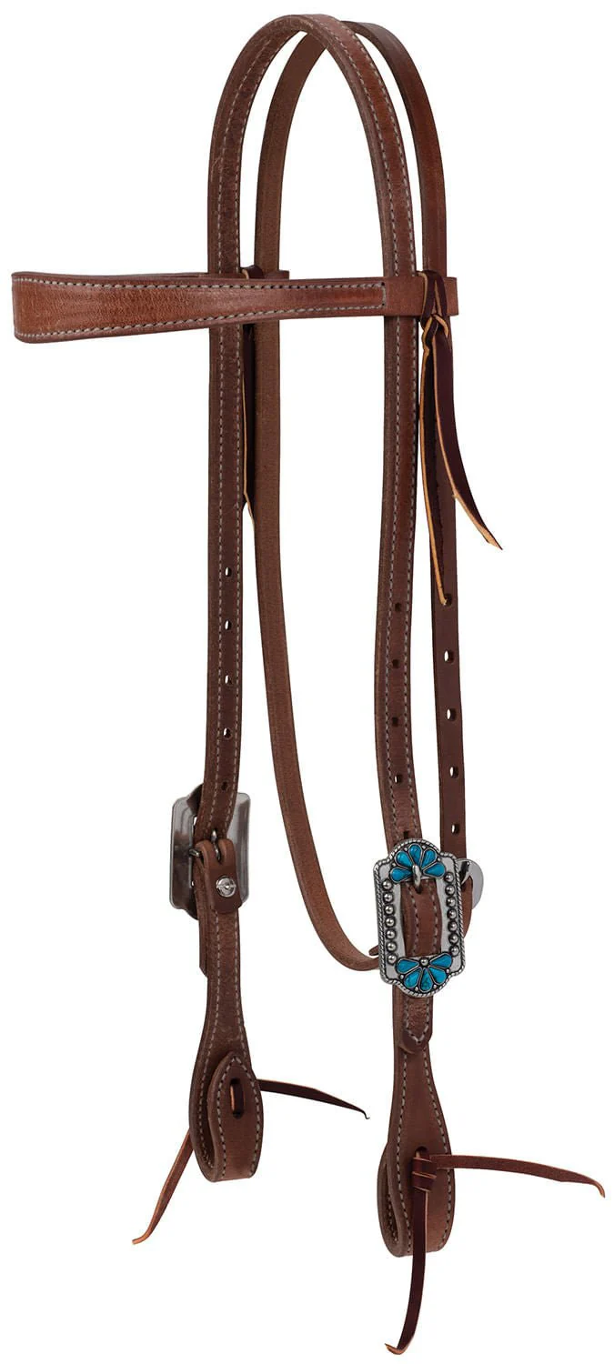 Weaver ProTack Turquoise Flower Browband Headstall - Healthber