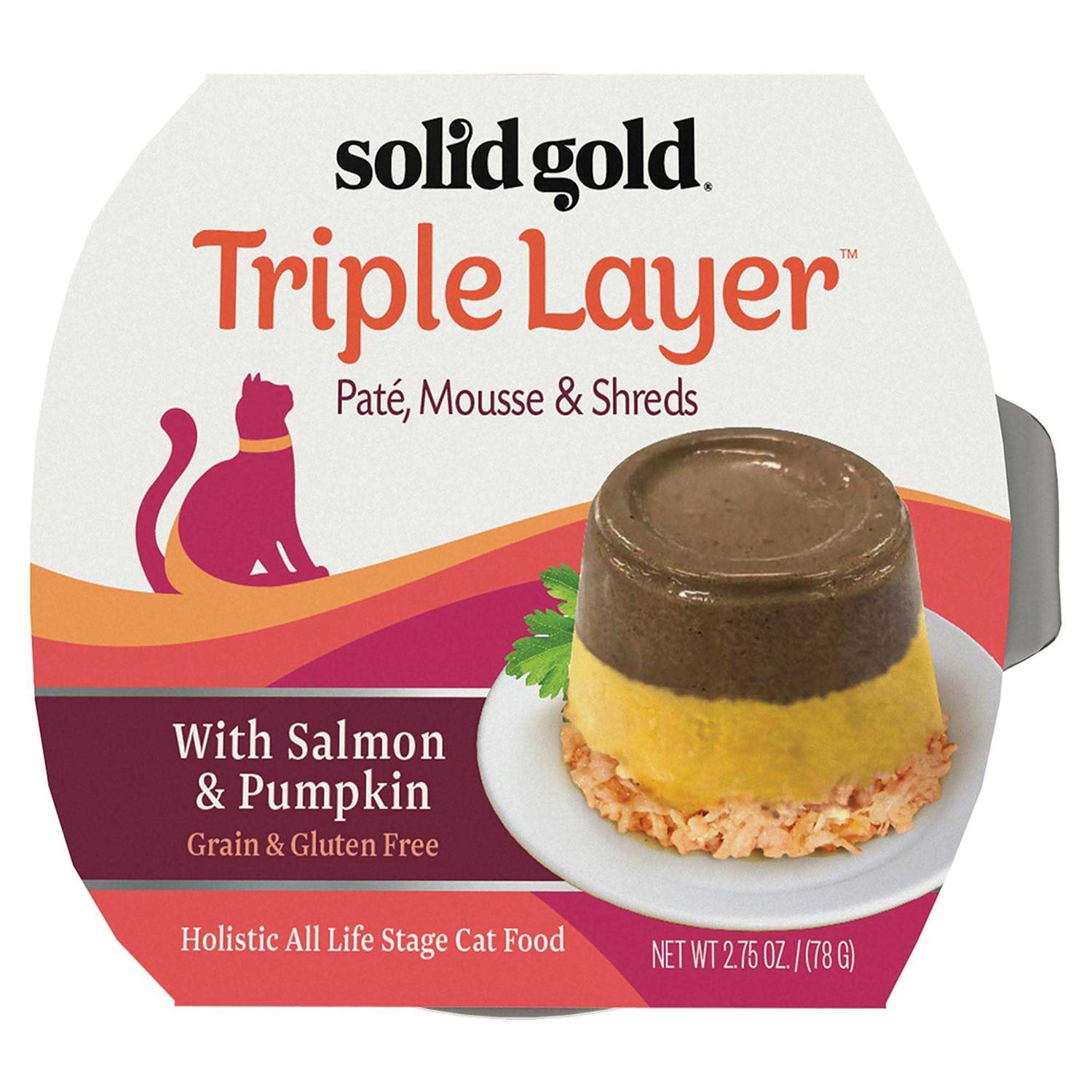 Solid Gold Triple Layer Pate Mousse & Shreds Pumpkin Cat Food - Healthber