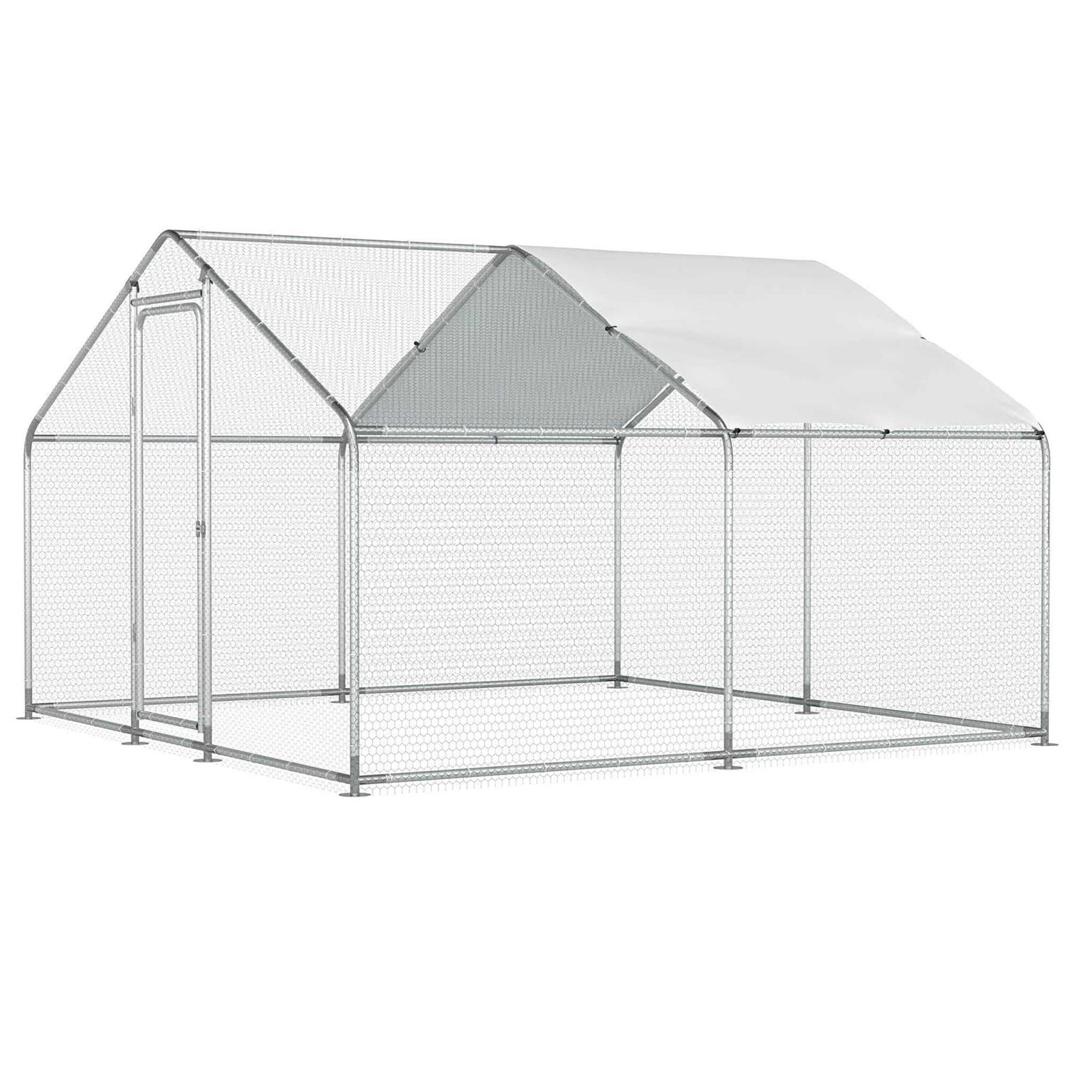 Morngardo Chicken Coop Large Metal Run for 20 Chickens Walk in Yard Poultry Cage Hen House with Waterproof Cover - Healthber