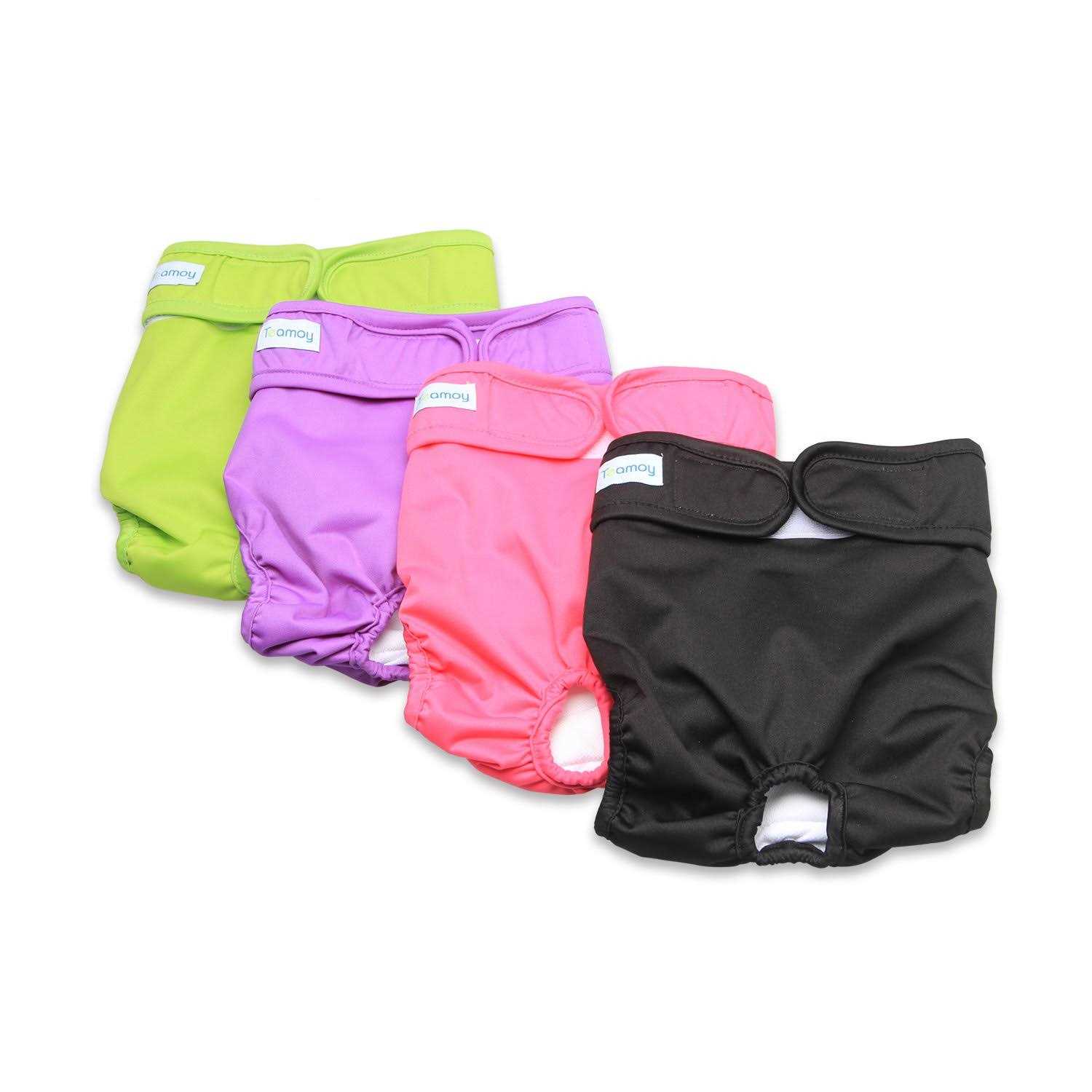 Teamoy 4pcs Washable Female Dog Diapers, Reusable Doggie Diaper Wraps for Female Dogs, Super-Absorbent and Comfortable - Healthber