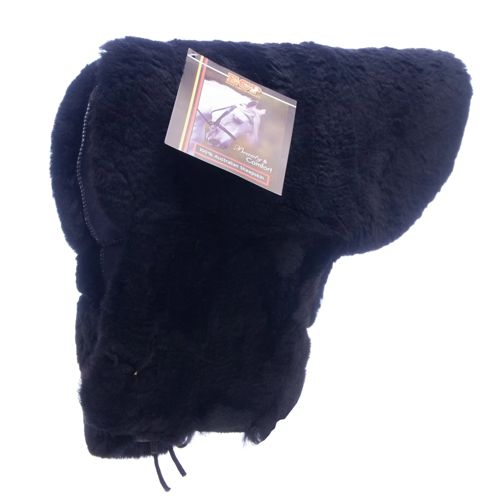 Merino Sheepskin Deluxe Western Seat Saver, Black Sheepskin - Healthber