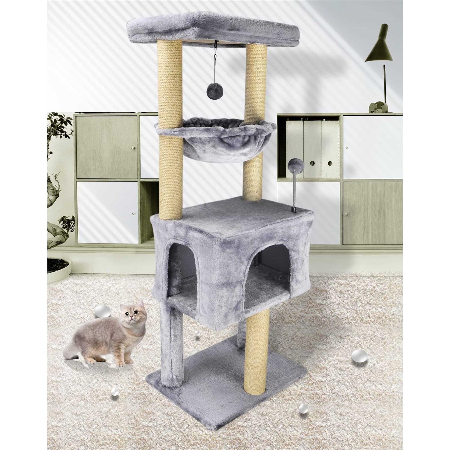 roypet Fashion Design 43.3 Cat Trees with Cat Houses,Grey - Healthber