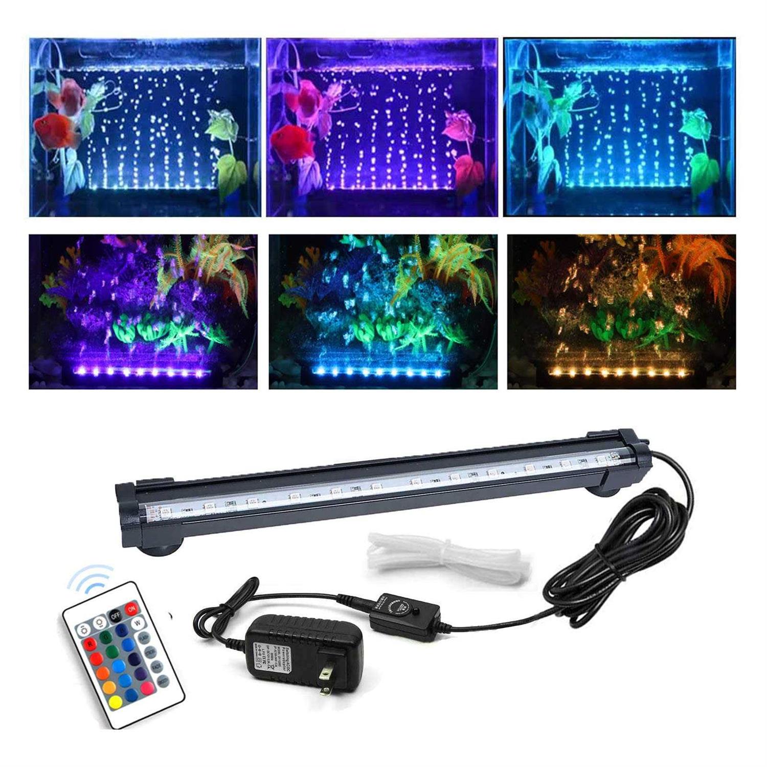 Aquarium air Bubble Light RGB LED Fish Tank Light with 16 Colors 4 Modes - Healthber