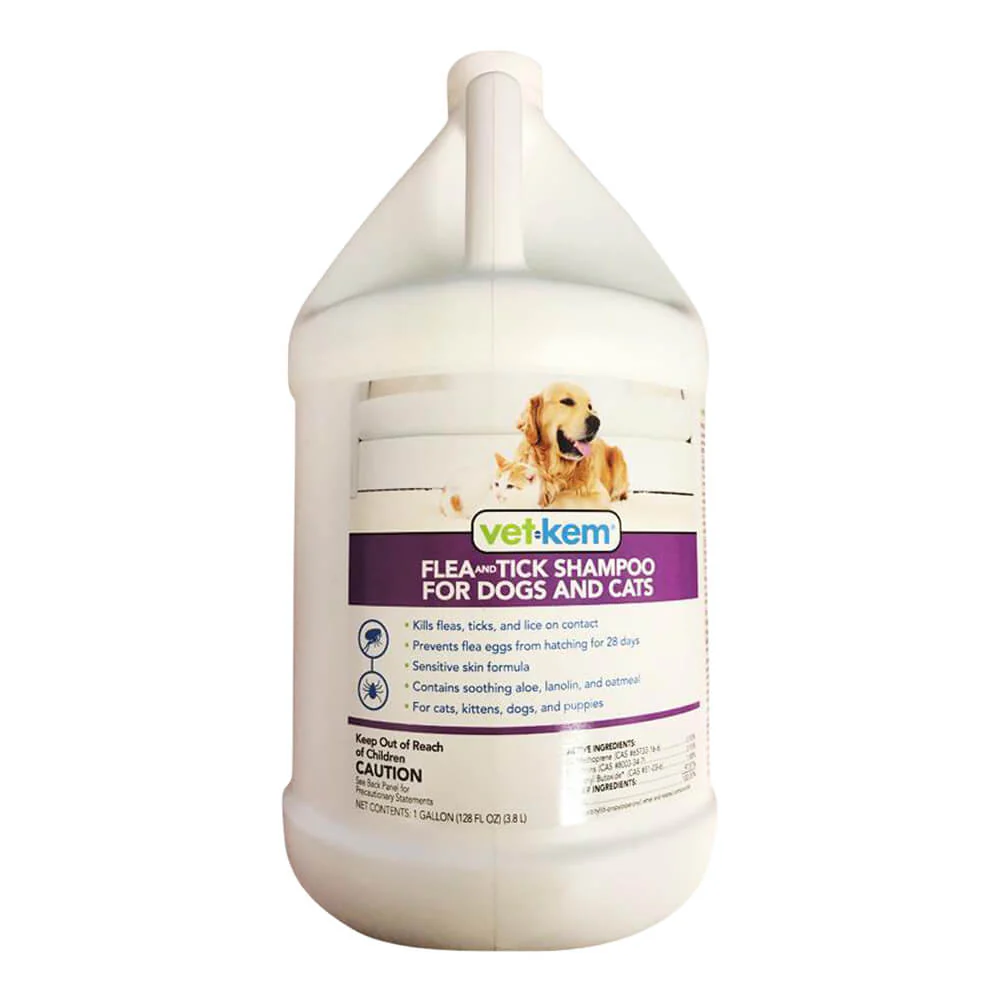 Vet-Kem Flea & Tick Shampoo for Dogs & Cats, Gallon - Healthber