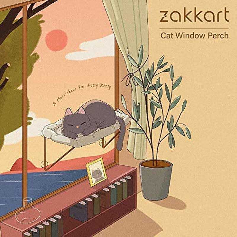 Zakkart Cat Window Perch 100% Metal Supported from Below - Healthber