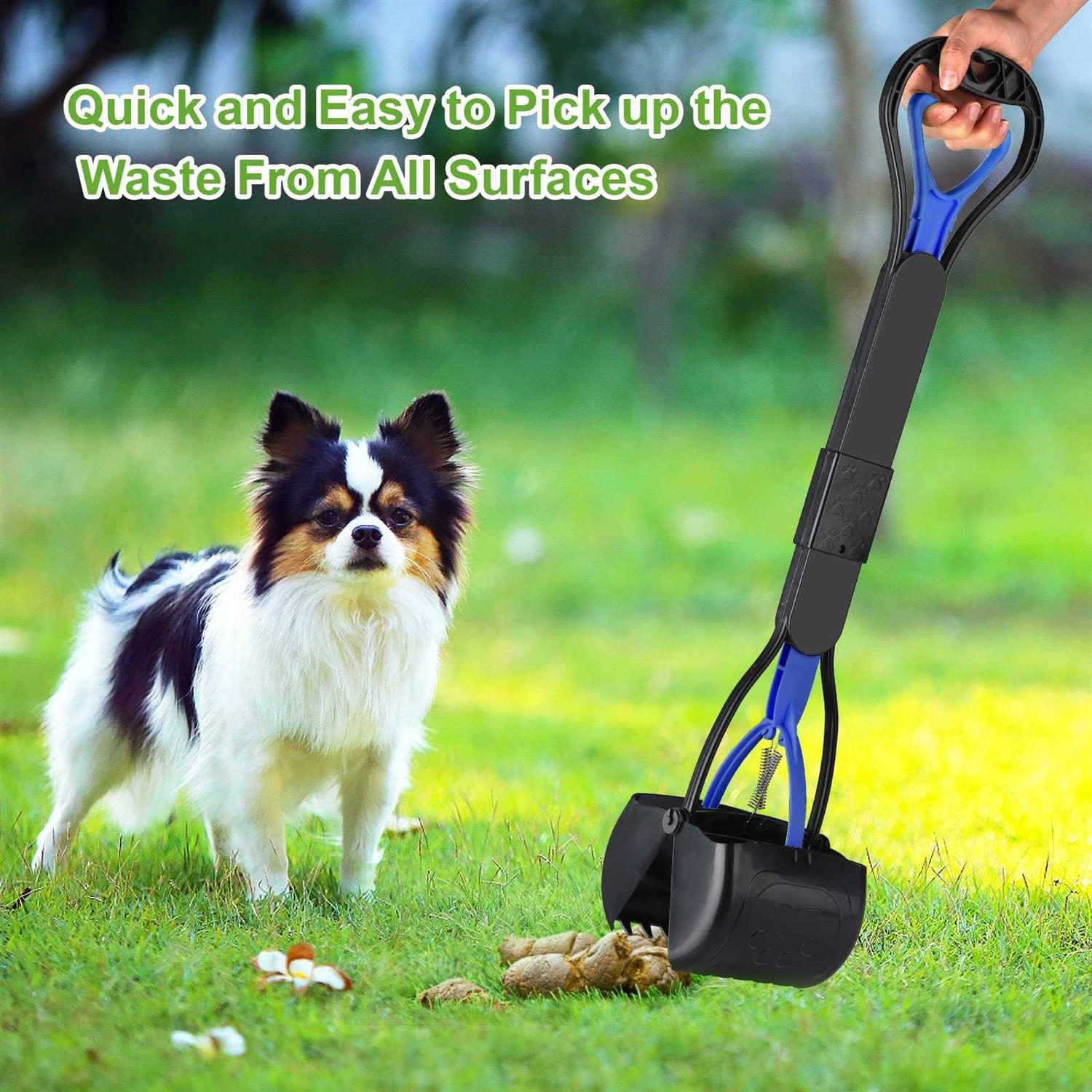 Sunkoon 28inch Non-Breakable Pooper Scooper for Dogs Long Handle Foldable Portable Dog Scooper with High Strength Durable Spring - Healthber