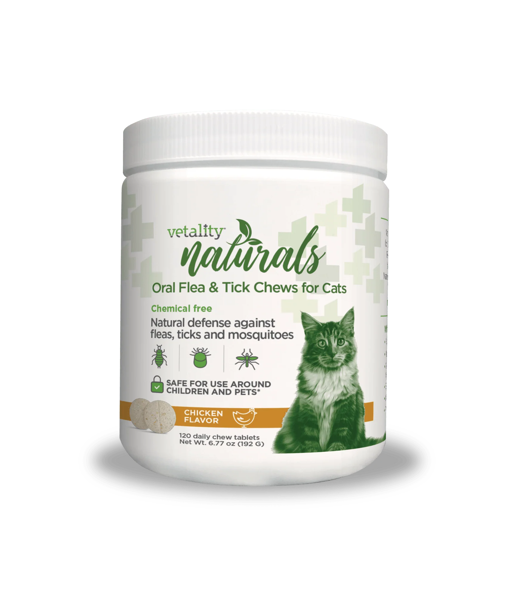 Vetality Naturals Oral Flea & Tick Chews for Cats, 120 ct - Healthber