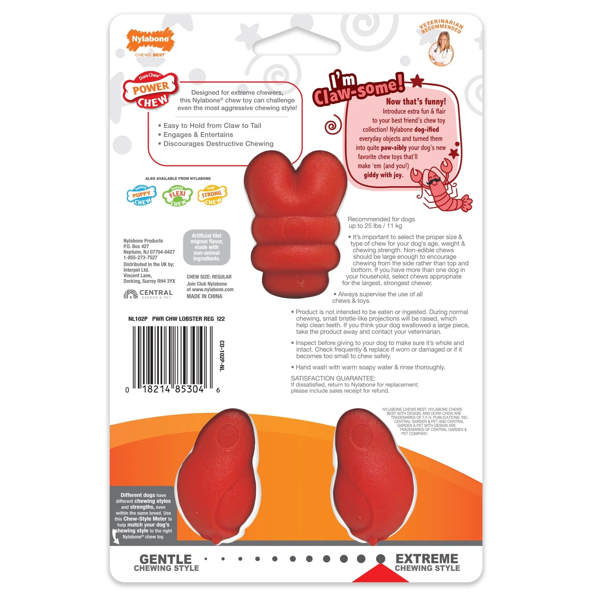 Power Chew Lobster Dog Toy, Filet Mignon - Healthber