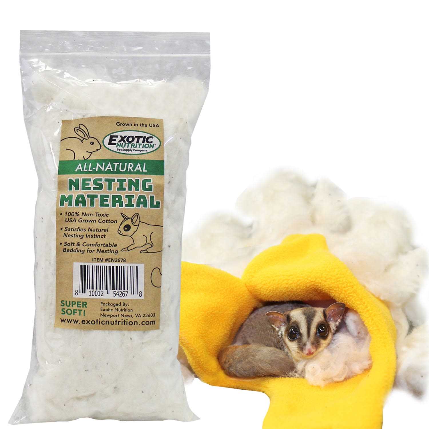 Exotic Nutrition All-Natural Nesting Material 100% Cotton Eco-Friendly Animal Bedding - Healthber