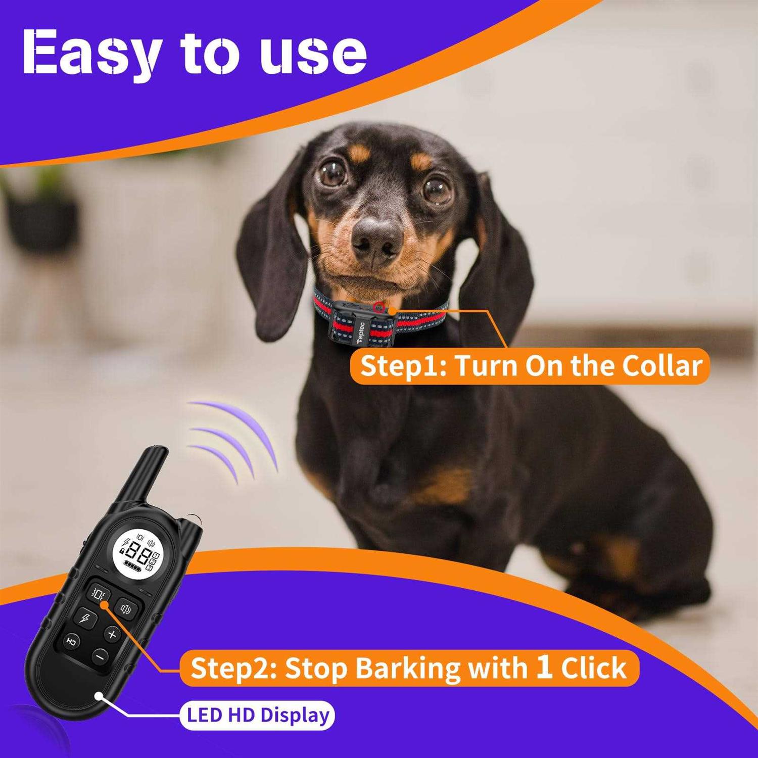 Teptec Smallest & Lightest Anti Bark Collar/Training Collar for Small Dogs 5-15lbs - Healthber
