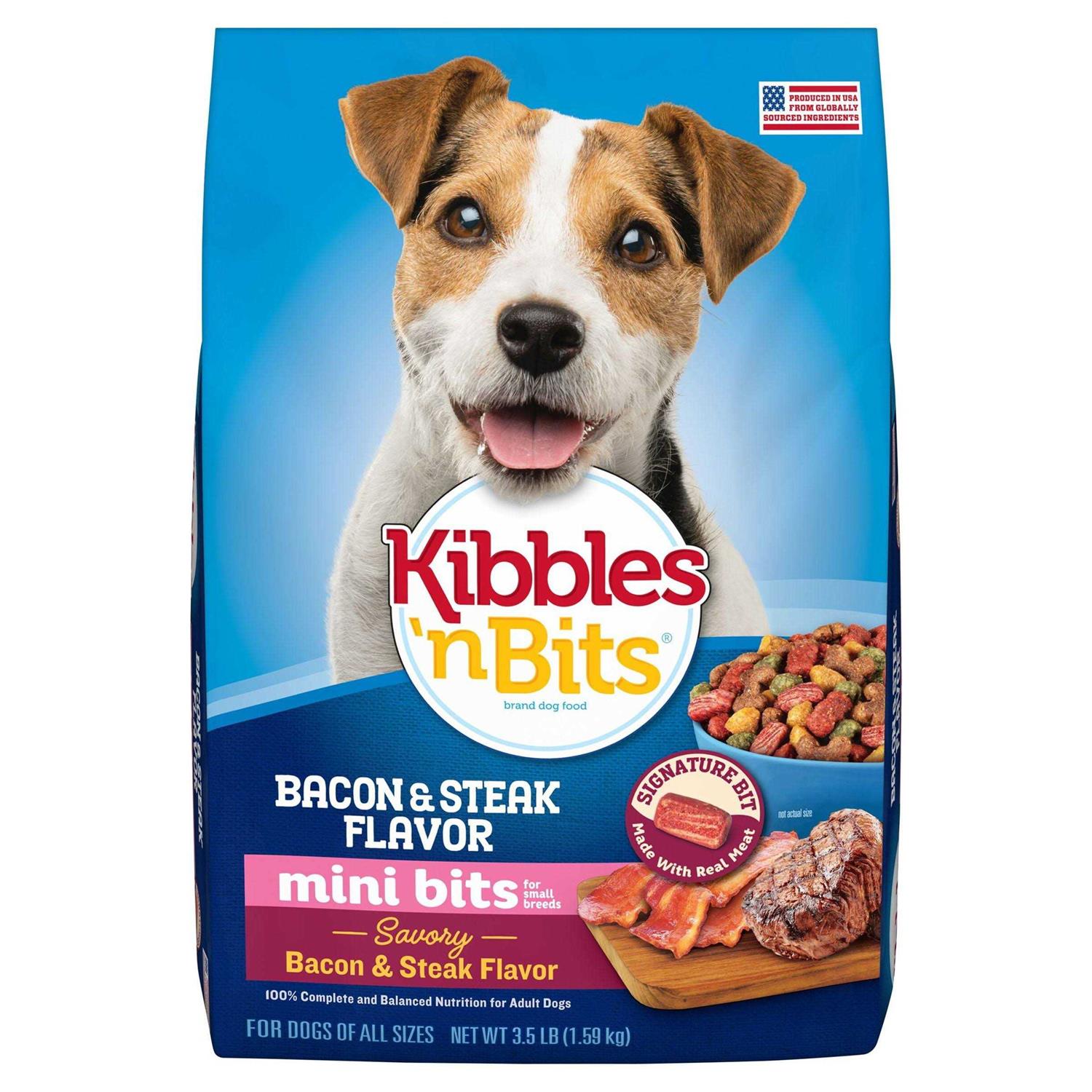 Kibbles n Bits Mini Bits Bacon & Steak Flavor Dry Small Breed Dog Food - Healthber