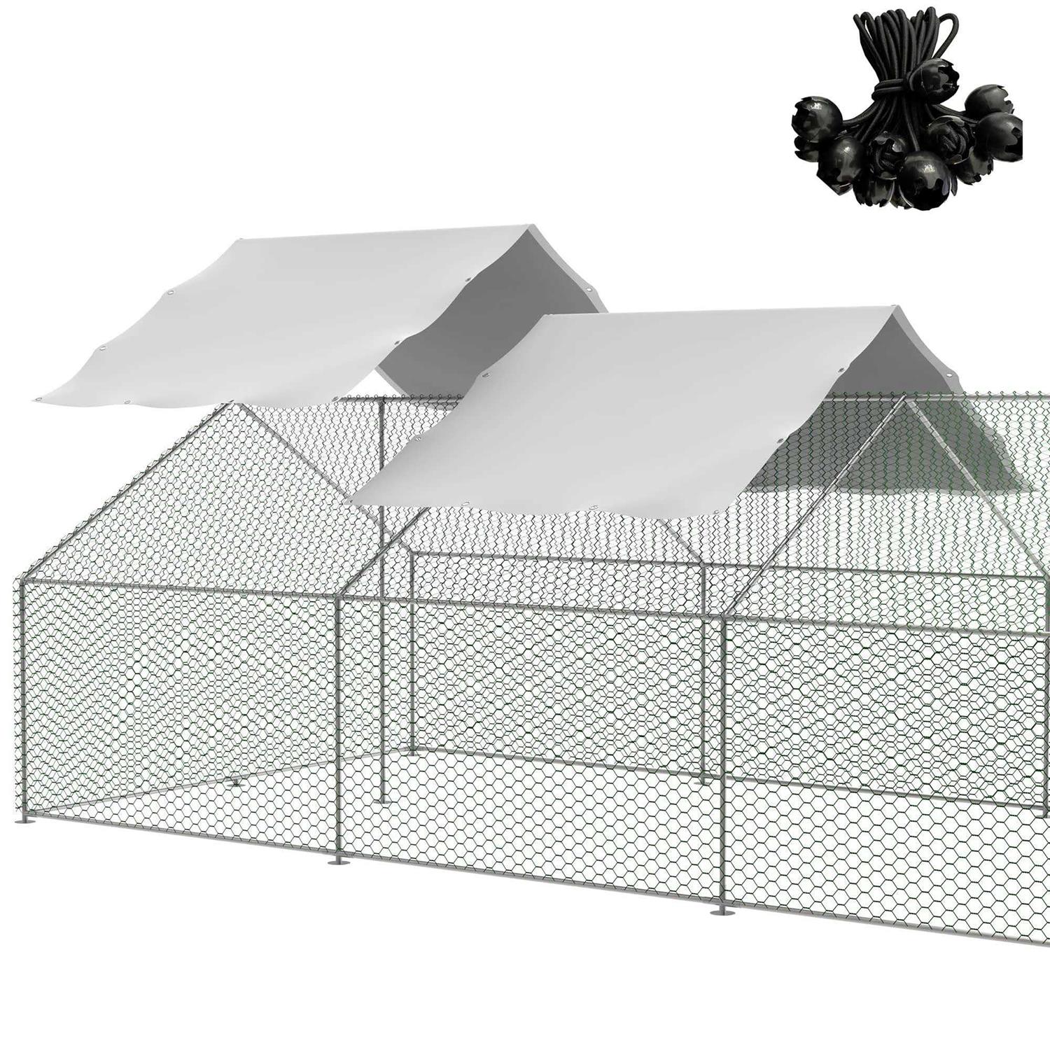 LZBEITEM Outdoor Metal Chicken Coop Cover with 44 pcs Ball bungees Cords - Healthber