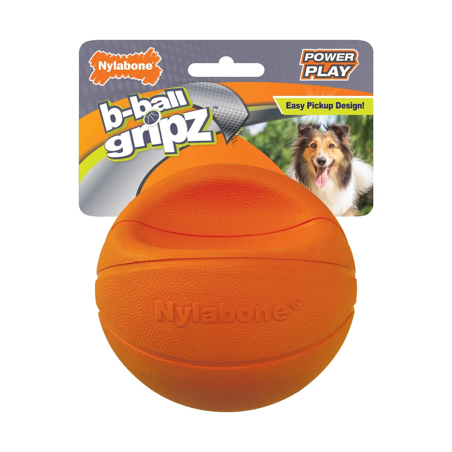 Nylabone Power Play Basketball B-Ball Gripz Dog Toy - Healthber