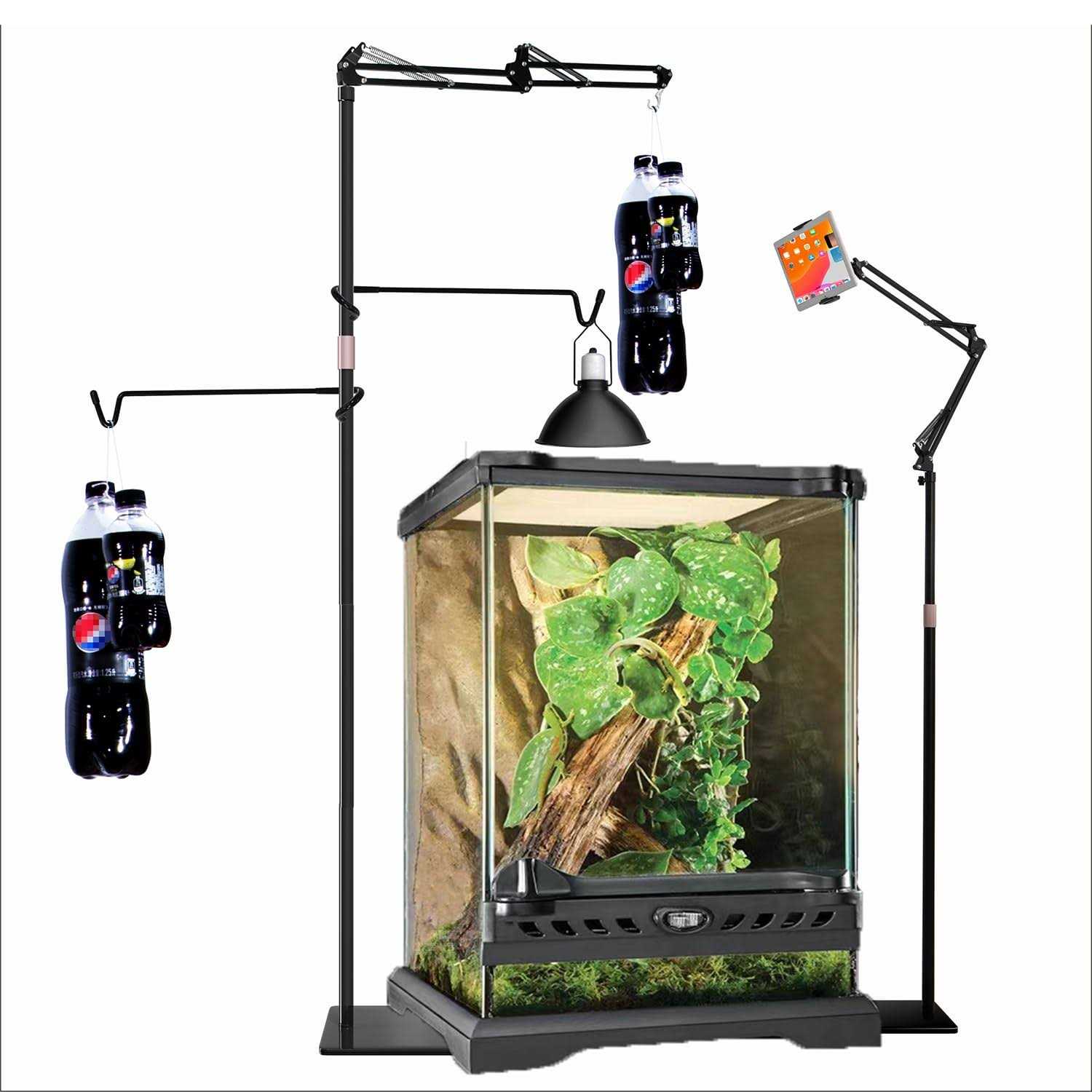 87 Reptile Dual Lamp Stand with Two 16 Hooks Hang 10.5 Lbs Very Stable - Healthber