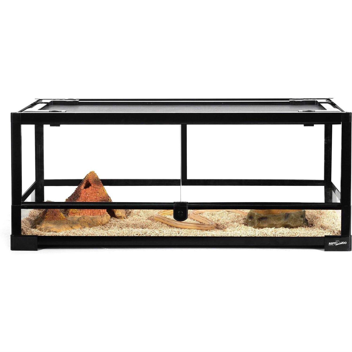 REPTI ZOO Tempered Glass Front Opening with Double Hinge Door Terrarium - Healthber