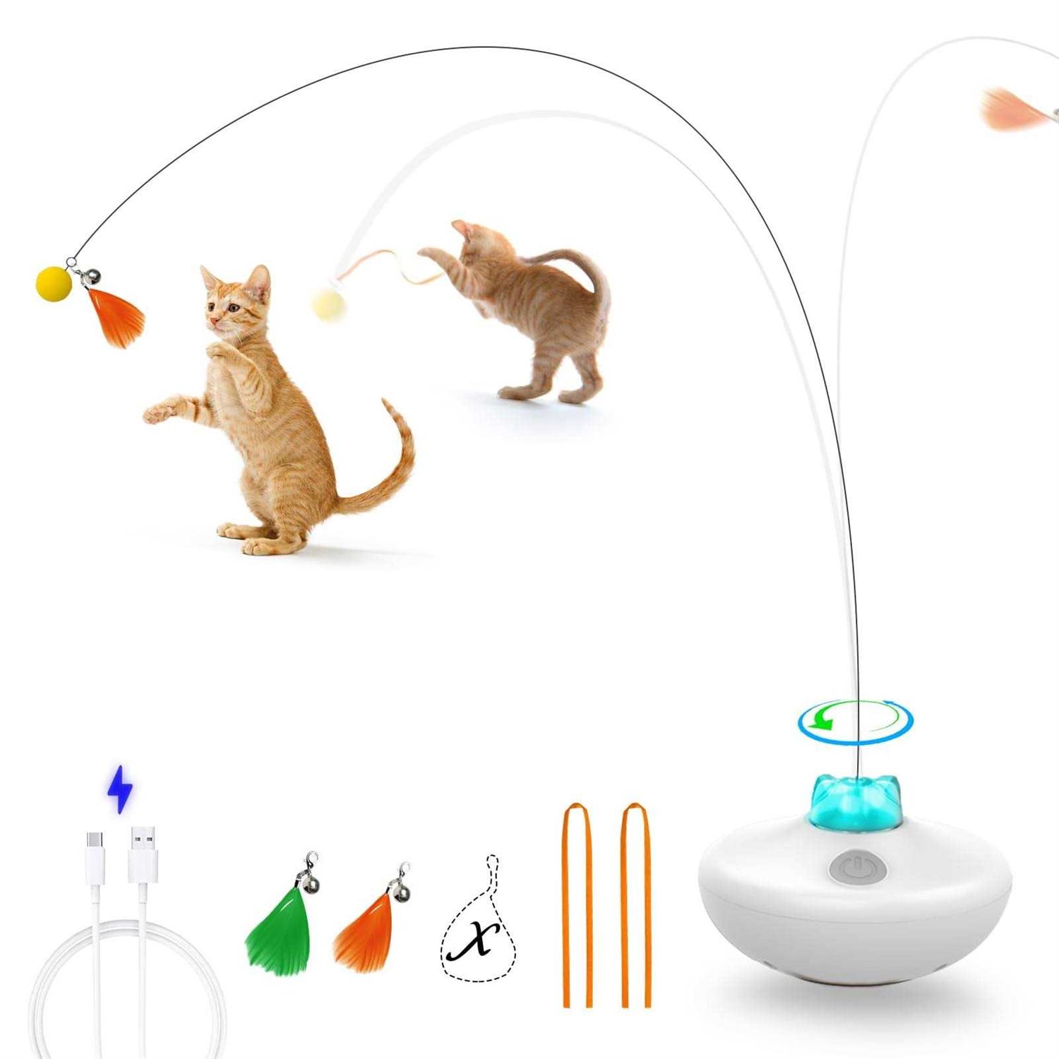 Oxawo Interactive Cat Toys Cat Exercise Tumbler Rechargeable Cat Toys for Indoor Cats Spin Butterfly Game Teasing Kitty - Healthber