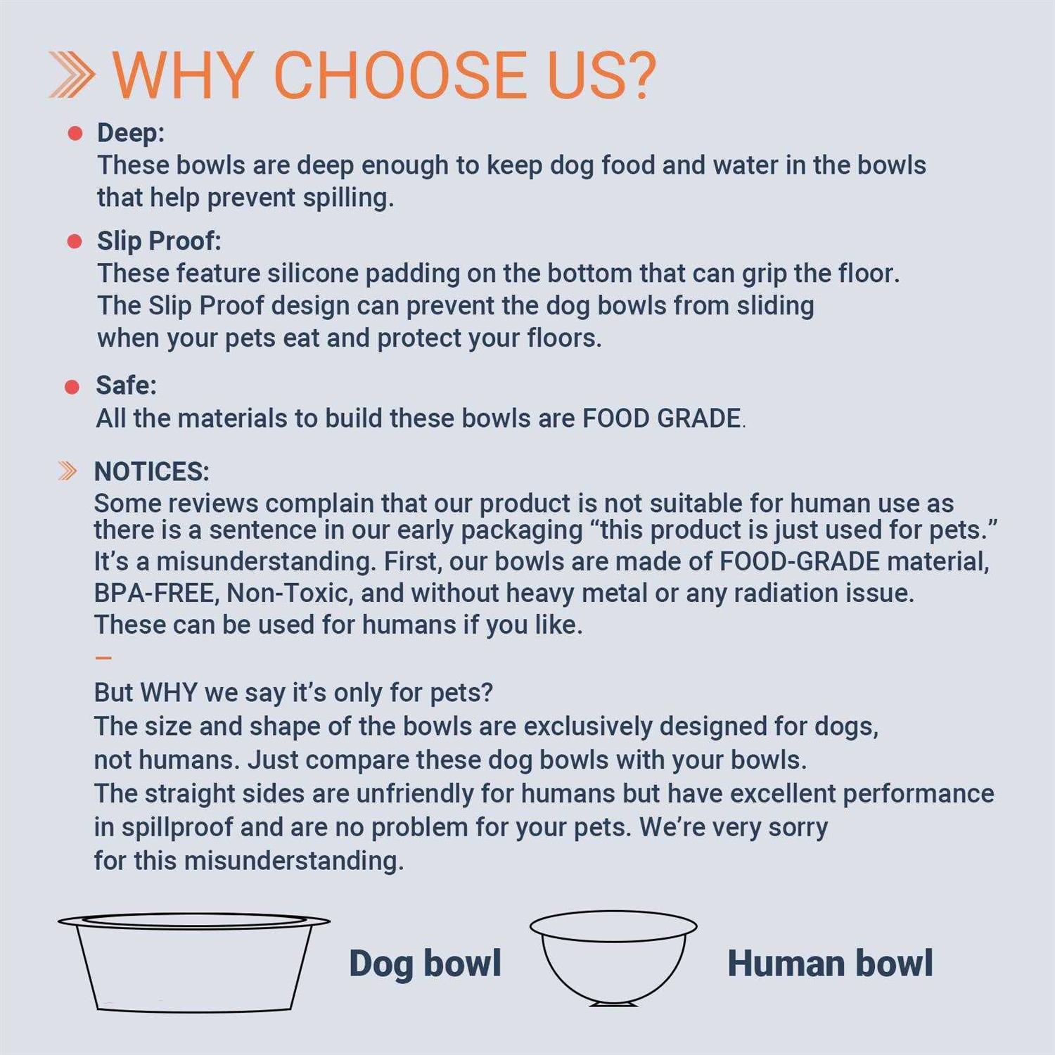 PEGGY11 Deep Stainless Steel Anti-Slip Dog Bowls - Healthber