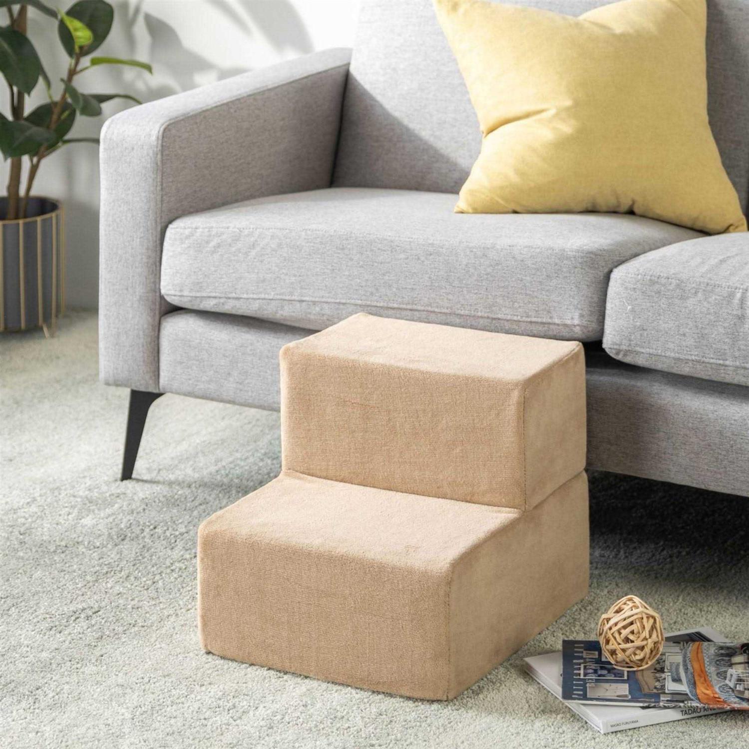 Zinus 2 Step Comfort Pet Stairs/Pet Ramp/Pet Ladder, Extra Small - Healthber