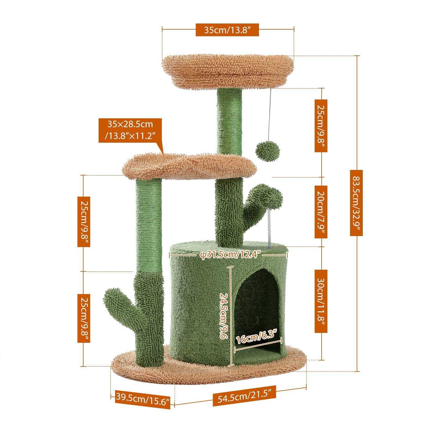 Pawz Road 32 inch Cat Tree Tower Cactus Sisal Scratching Posts Condo Perch for Indoor Kitty Small Cats - Healthber