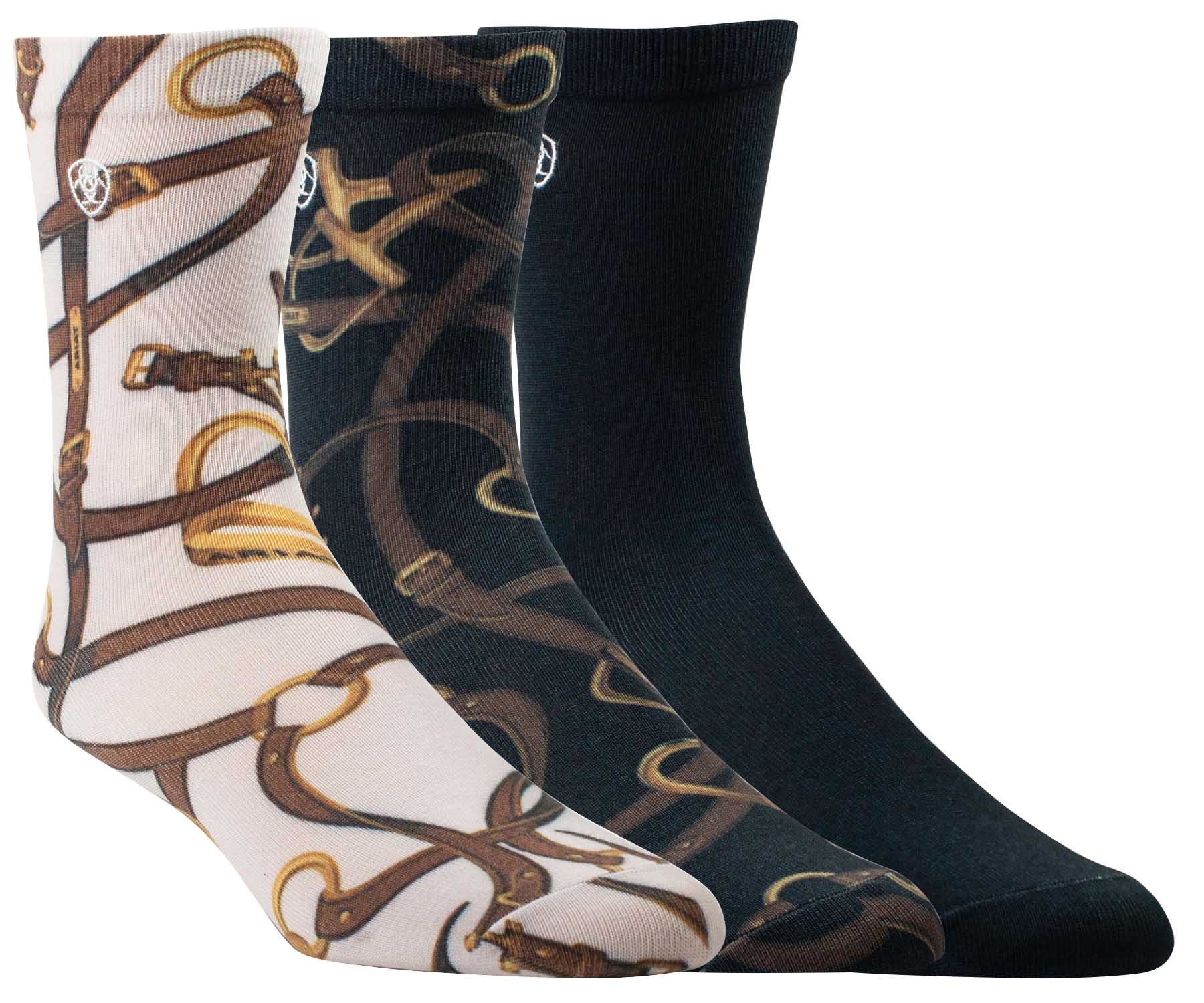 Ariat 3-pk Sea Salt Bridle Crew Socks - Healthber