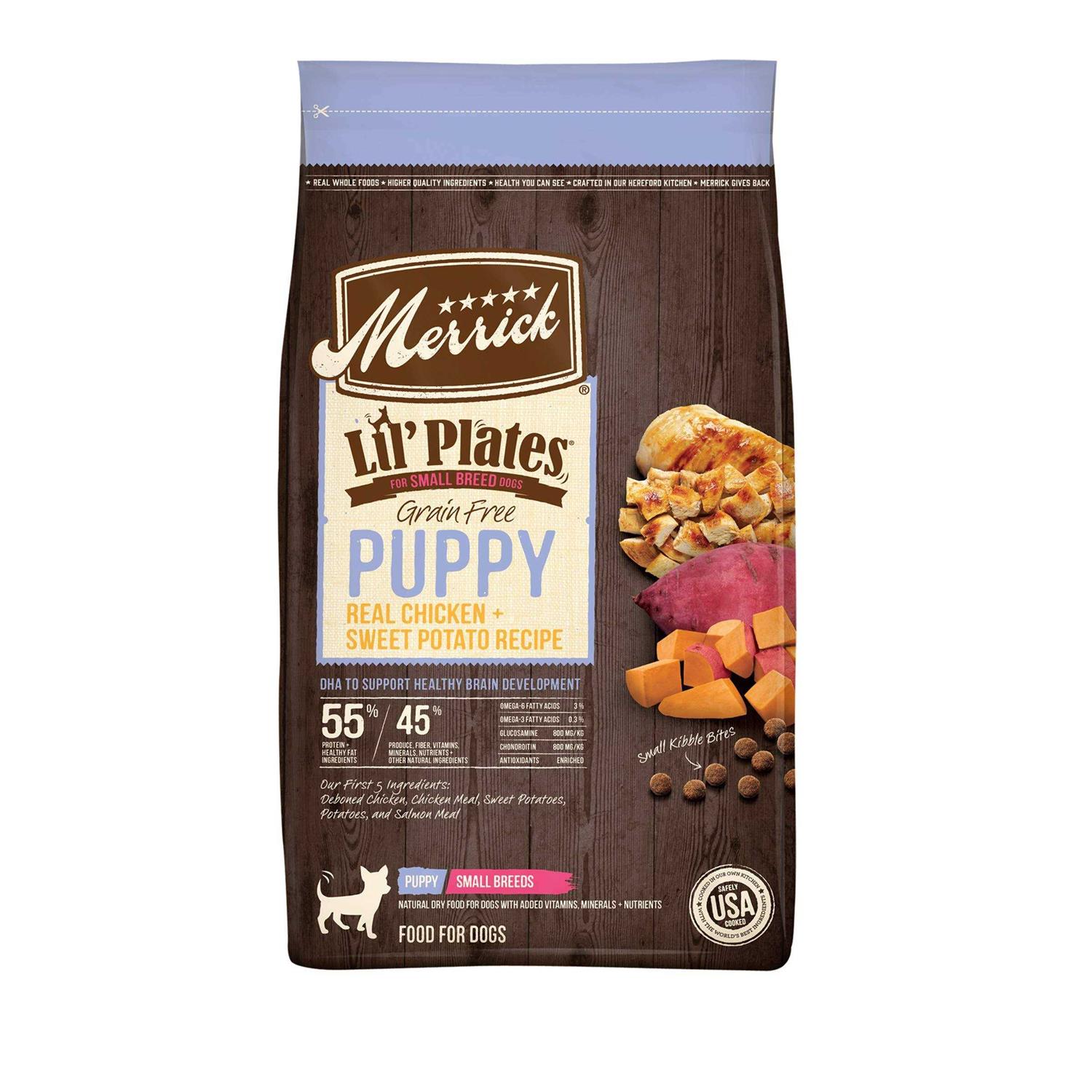 Merrick Lil’ Plates Grain Free Puppy Small Breed Real Chicken & Sweet Potato Dry Dog Food - Healthber