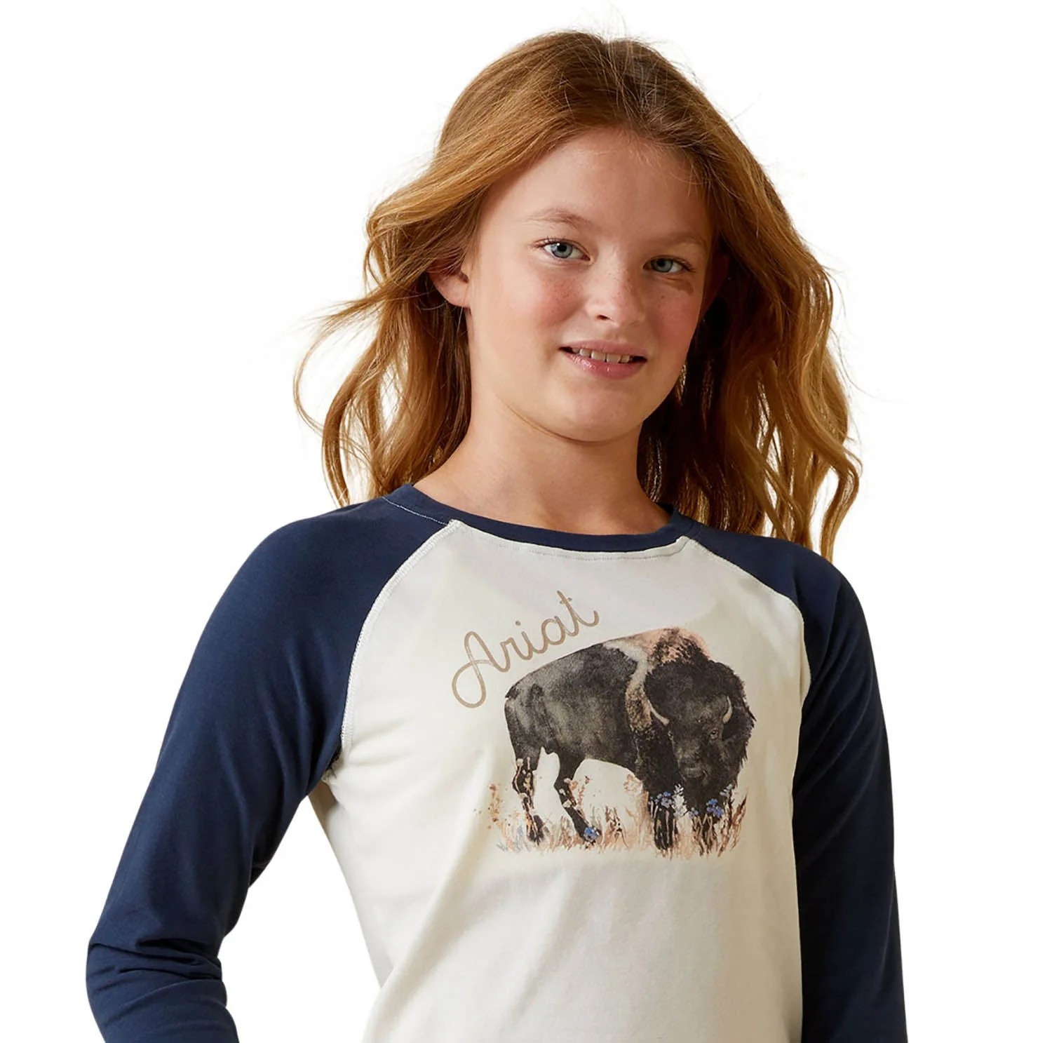 Ariat Girl's Painted Buffalo Raglan T-Shirt - Healthber