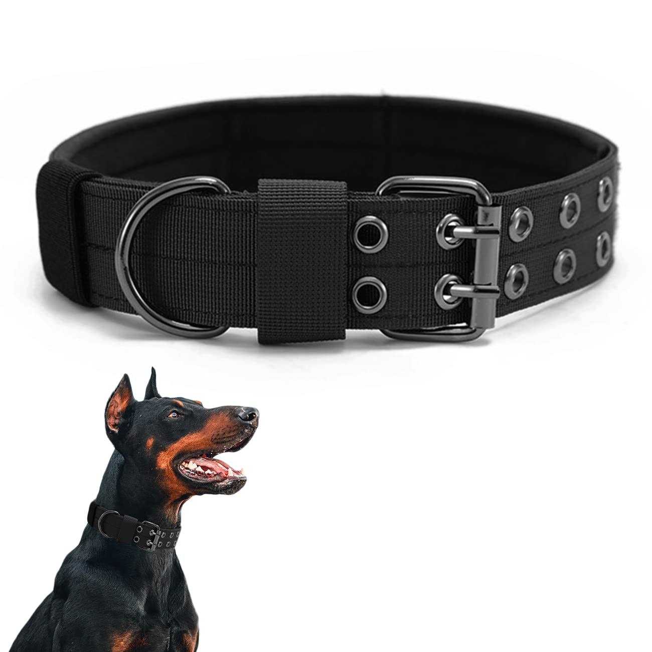 Tactical Dog Collar Military Dog Collar Nylon Adjustable Training Dog Collar Heavy Duty Metal Buckle for Medium Large Dogs - Healthber