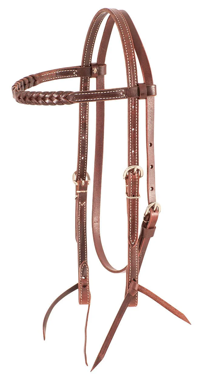 Martin Saddlery Browband Headstall with Blood Knots, Chocolate - Healthber