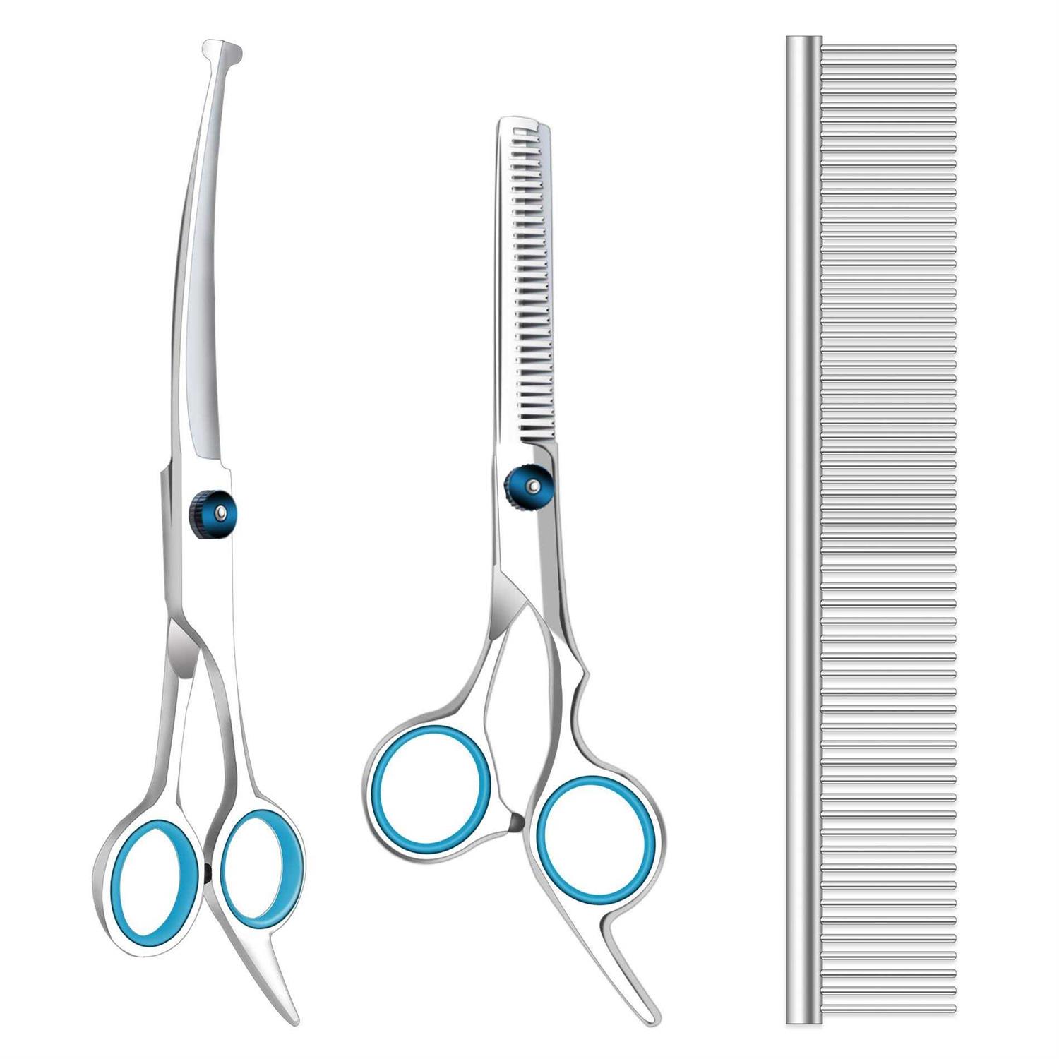 Maxshop Dog Grooming Scissors with Safety Round Tips Heavy Duty Titanium Pet Grooming Trimmer Kit - Healthber