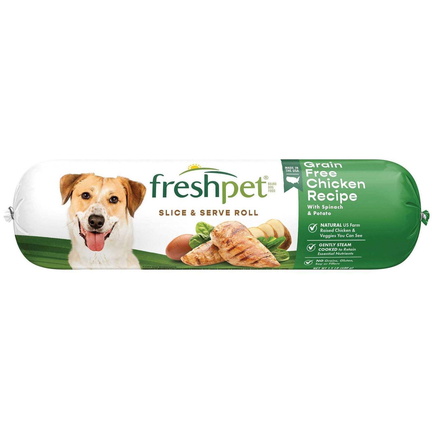 Freshpet Select Grain Free Chicken Recipe Slice & Serve Roll Dog Food - Healthber