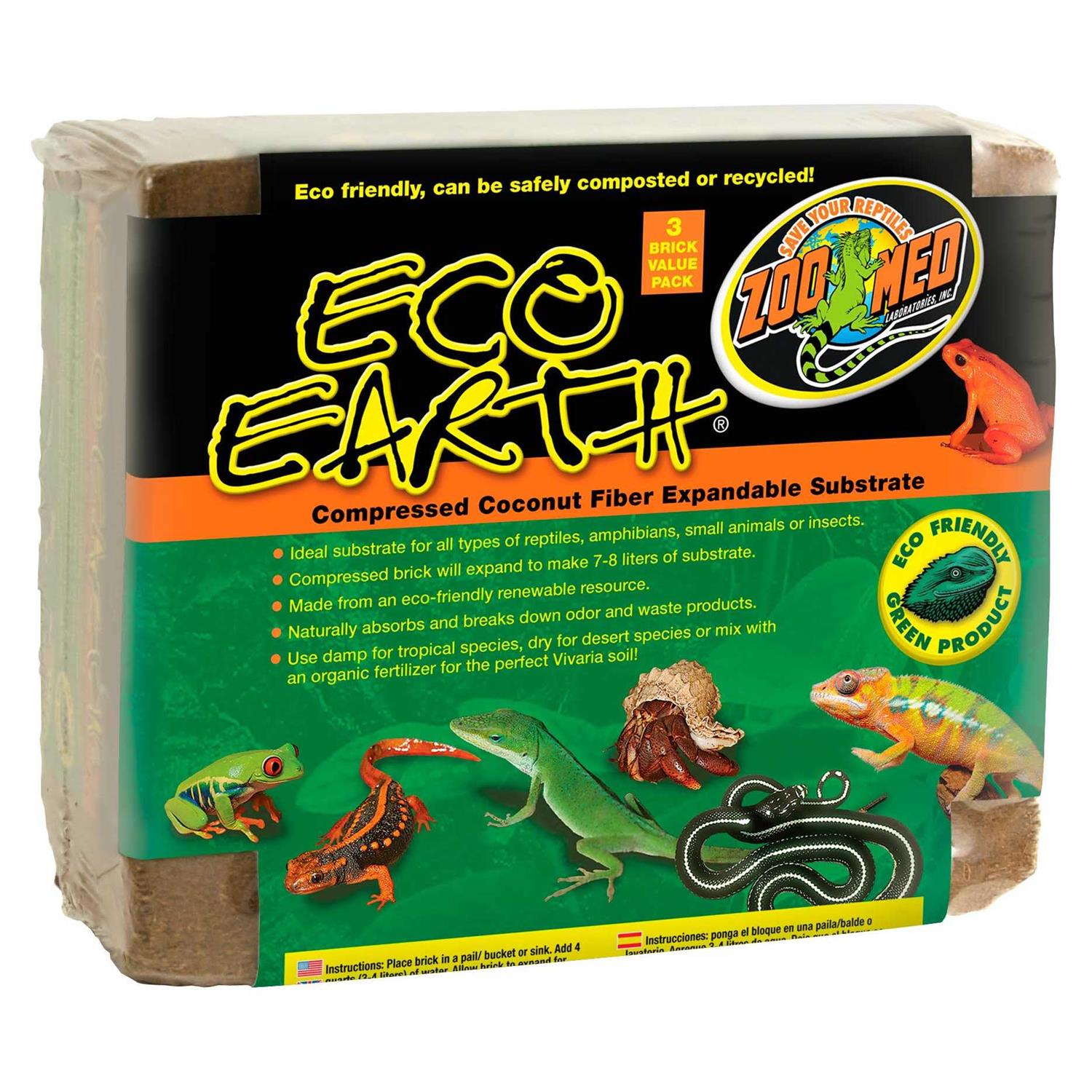 Zoo Med Eco Earth Compressed Coconut Fiber Expandable Substrate - Healthber