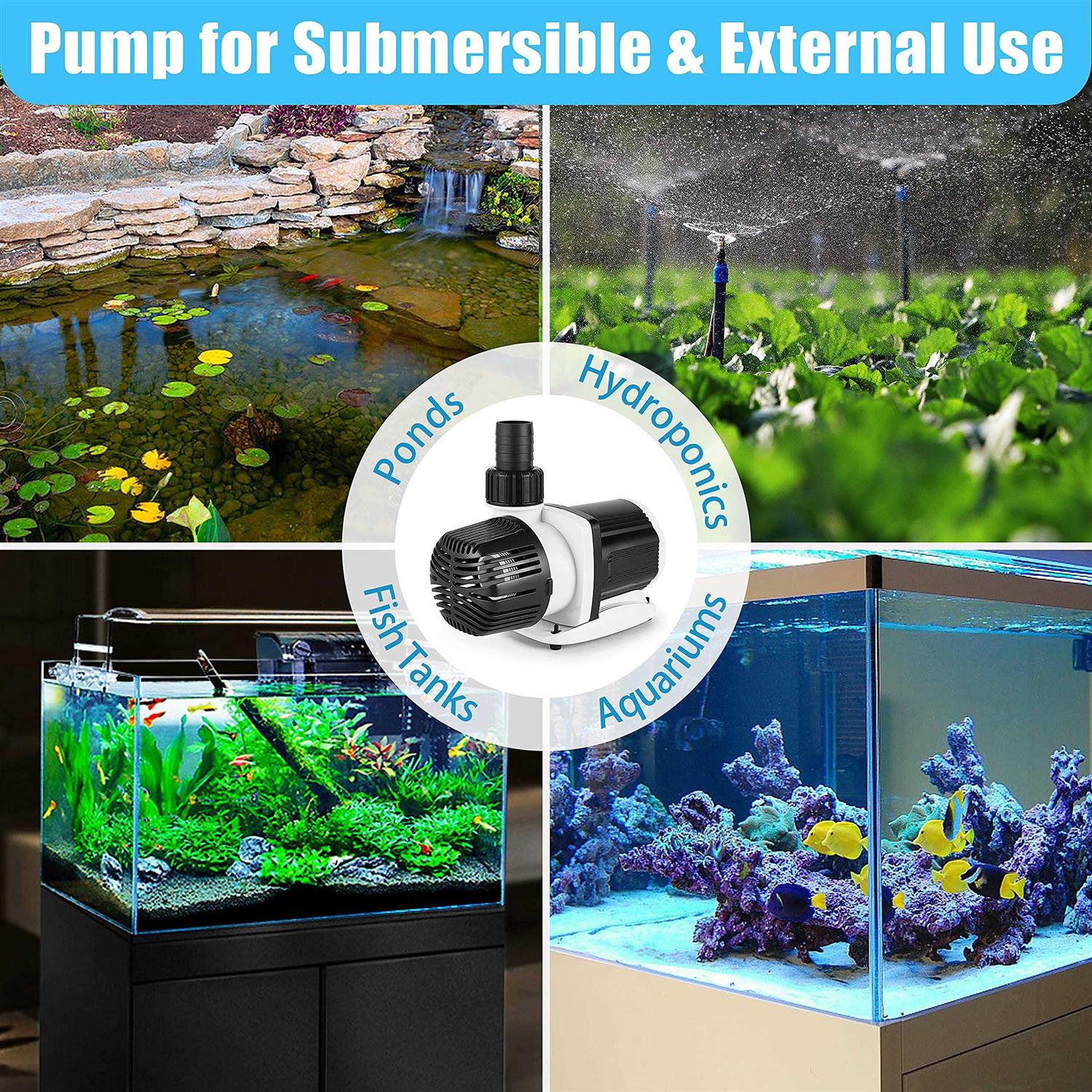 Orlushy DC-4000 Silent Swirl Controllable DC aquarium Pump 25W 1050GPH-marine wavemaker return Pump with sine wave Controller for salt/Freshwater - Healthber