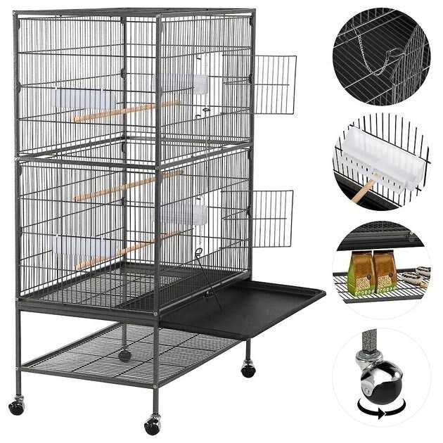 Yaheetech Large Bird Rolling Cage & Storage Shelf - Healthber