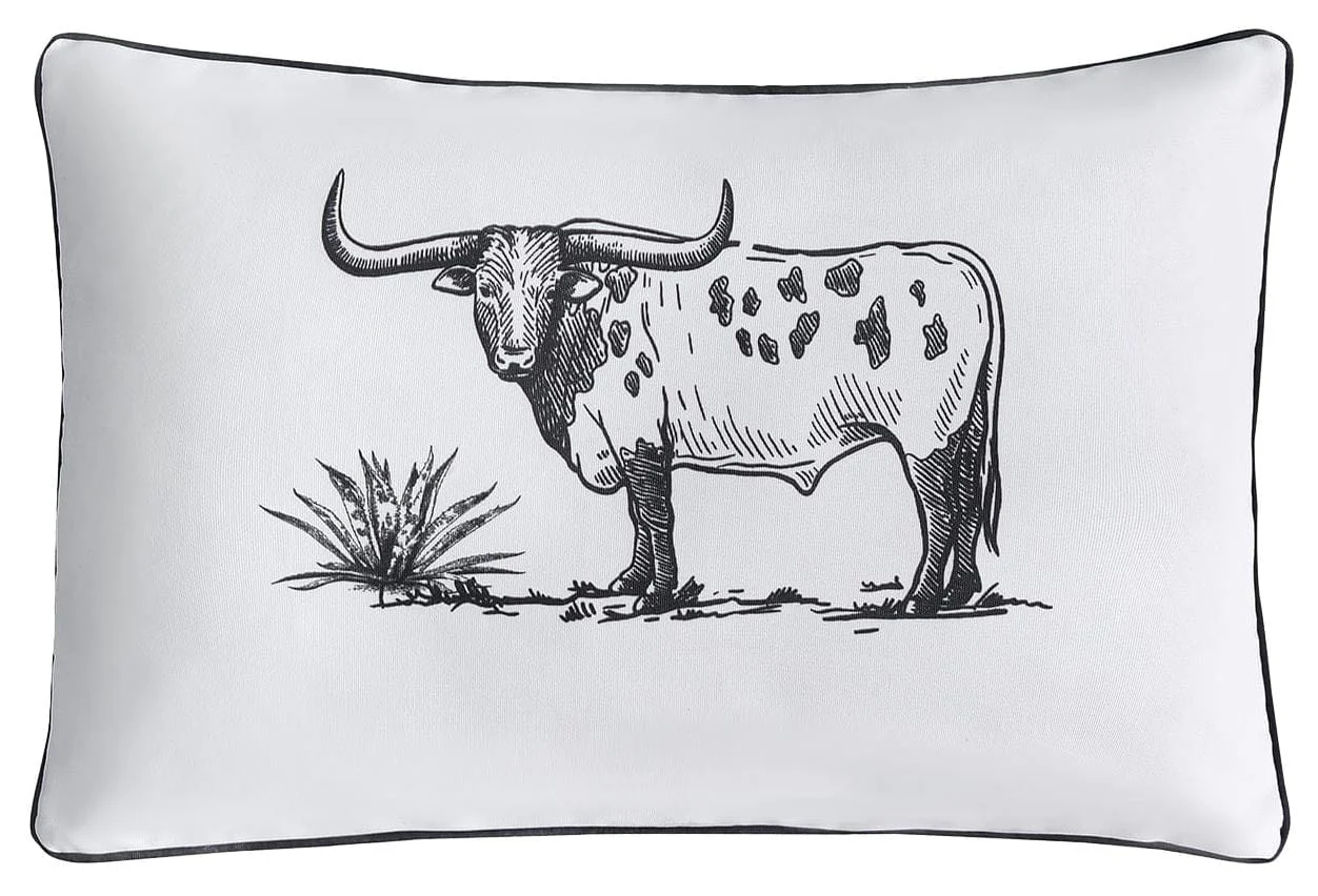 Ranch Life Indoor/Outdoor Pillow, Steer - Healthber