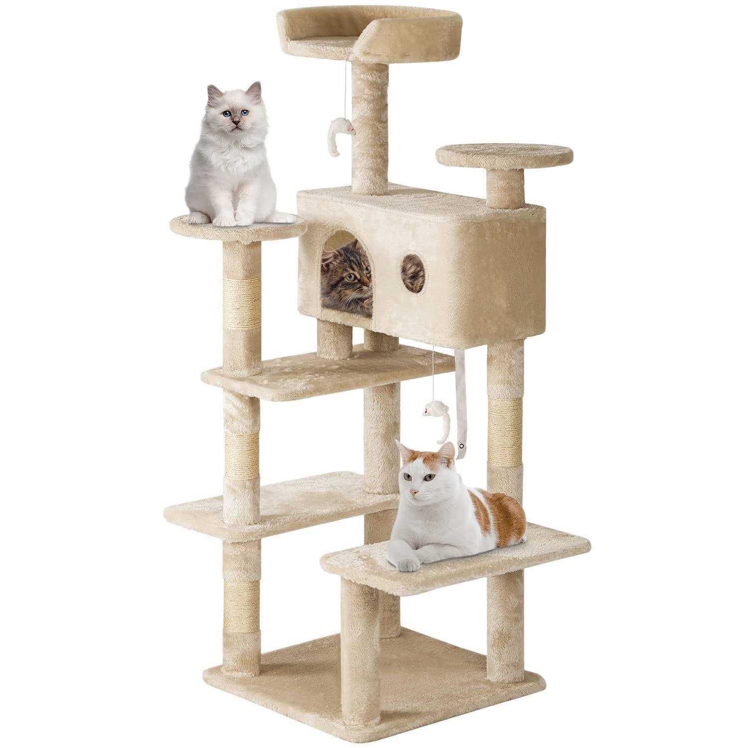 Bestpet 54in Cat Tree Tower with Cat Scratching Posts Stand House Cat Condo with Funny Toys - Healthber