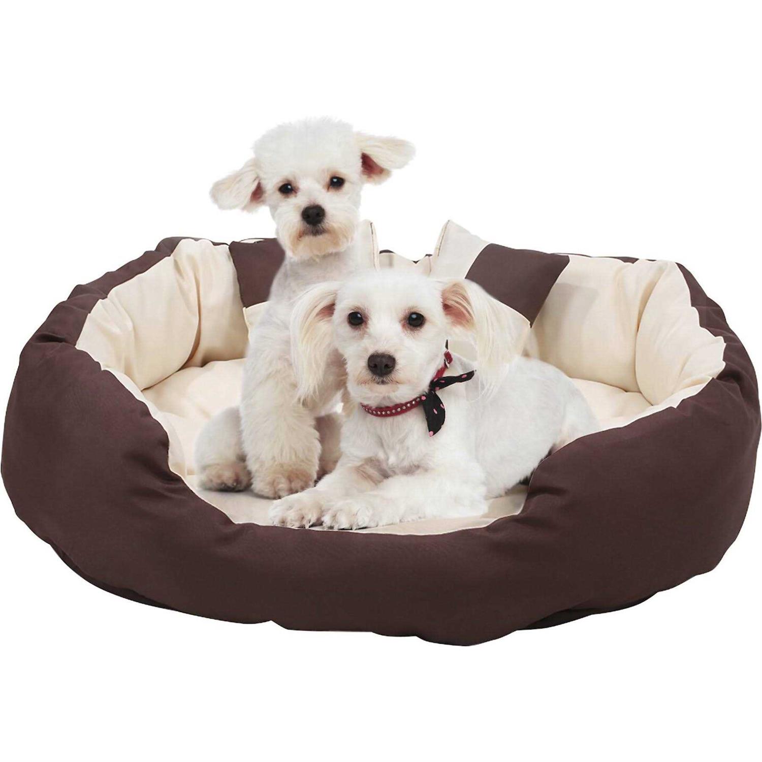 Happycare Textiles Durable Oval Bolster Cat Dog Bed - Healthber