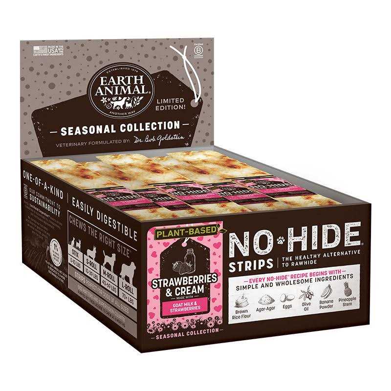 Earth Animal No-Hide Strawberries & Cream Strips Dog Treats - Healthber