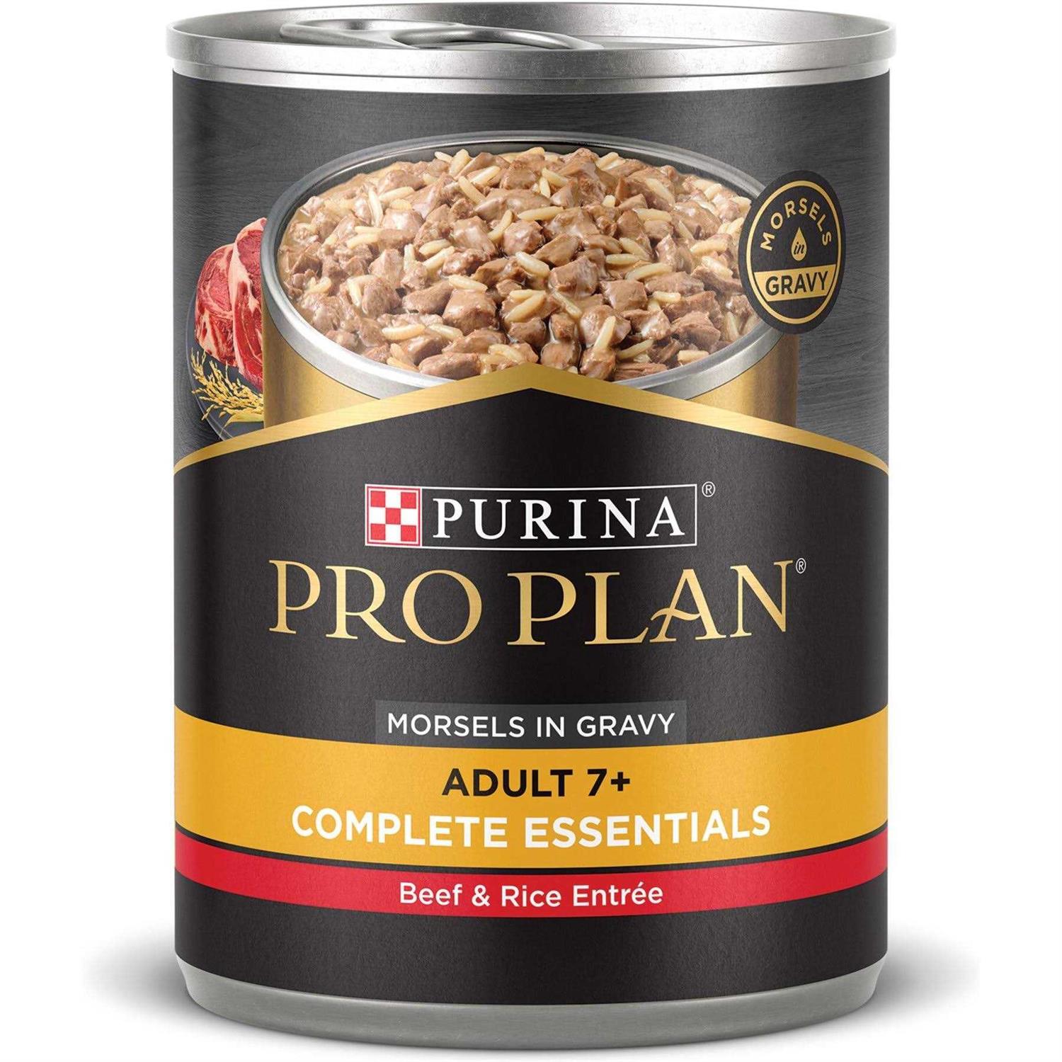 Purina Pro Plan Senior Gravy Wet Dog Food Focus Morsels in Gravy Beef & Rice Entree - Healthber