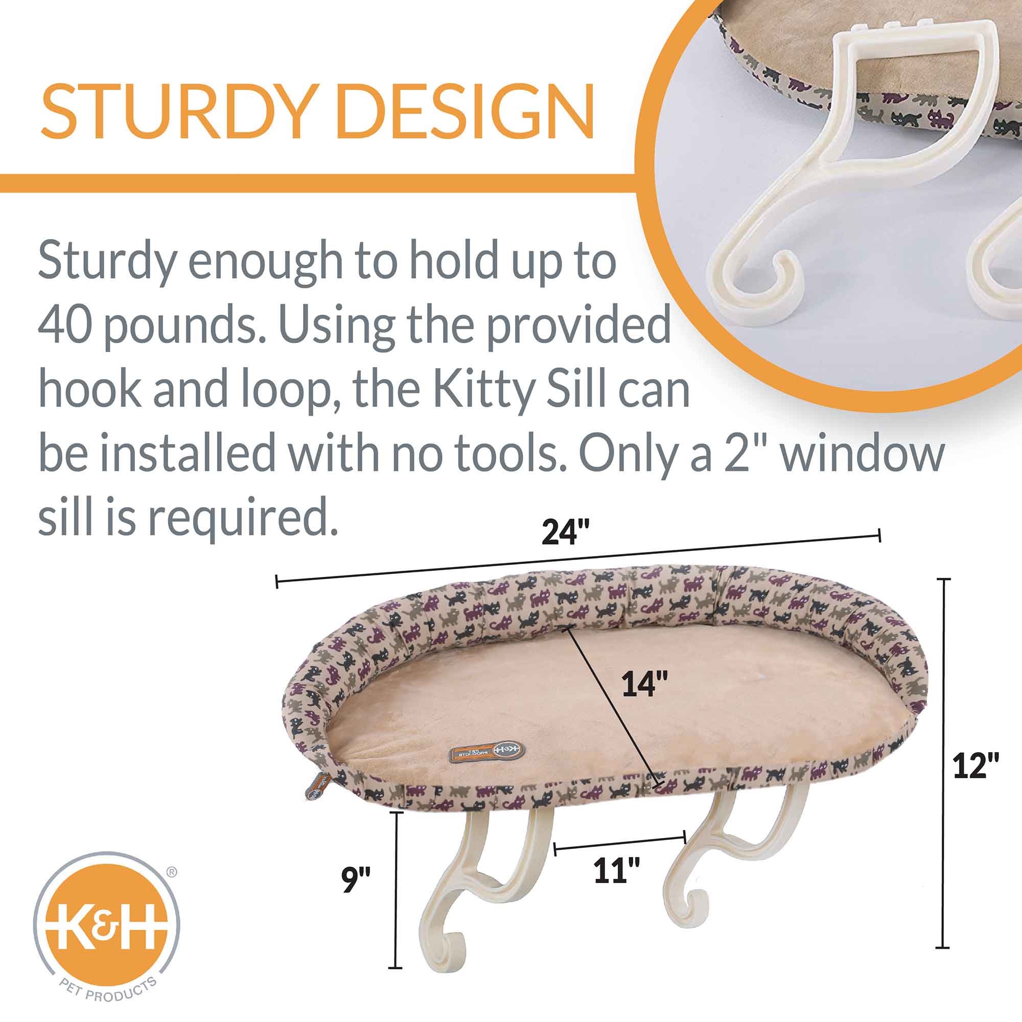 K&H Pet Products Deluxe Kitty Sill with Removable Bolster - Healthber