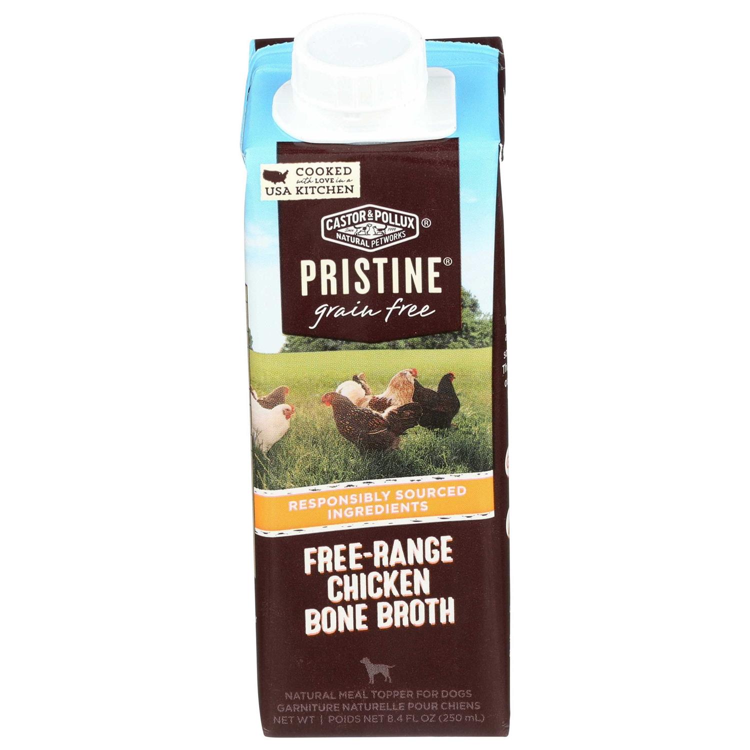 Castor Pollux Pristine Free-Range Chicken Bone Broth Grain-Free Dog Food Topper - Healthber