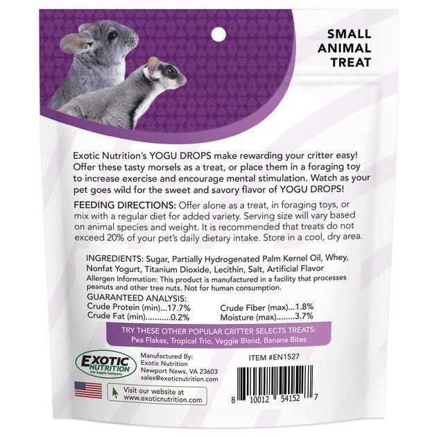 Exotic Nutrition Critter Selects Yogurt Drops Small Pet Treat - Healthber